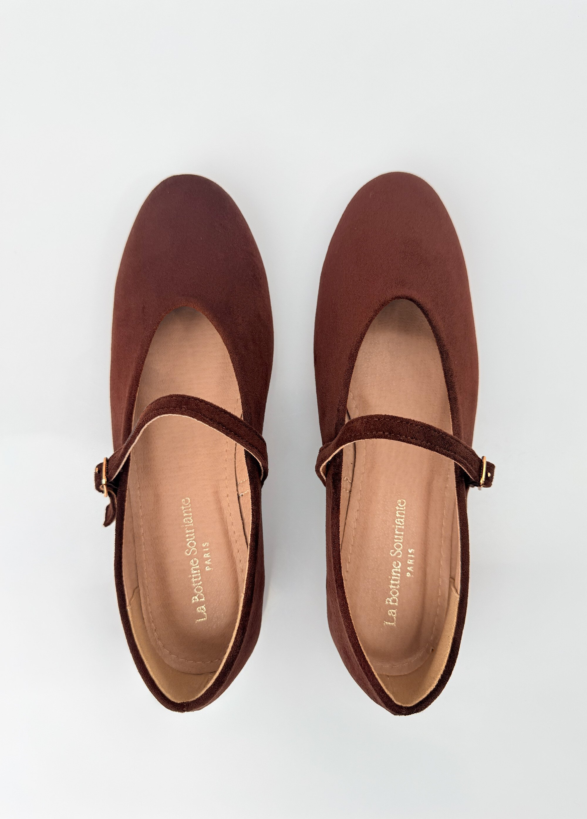 Ballerines babies plates façon cuir suédé Femme Marron LBS-BYG1671 OV1