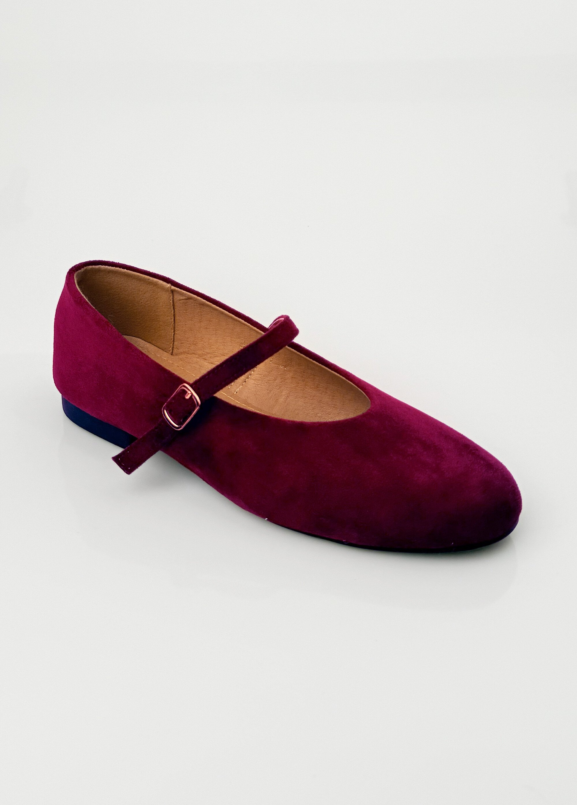 Ballerines babies plates façon cuir suédé Femme Rouge LBS-BYG1671 FA1