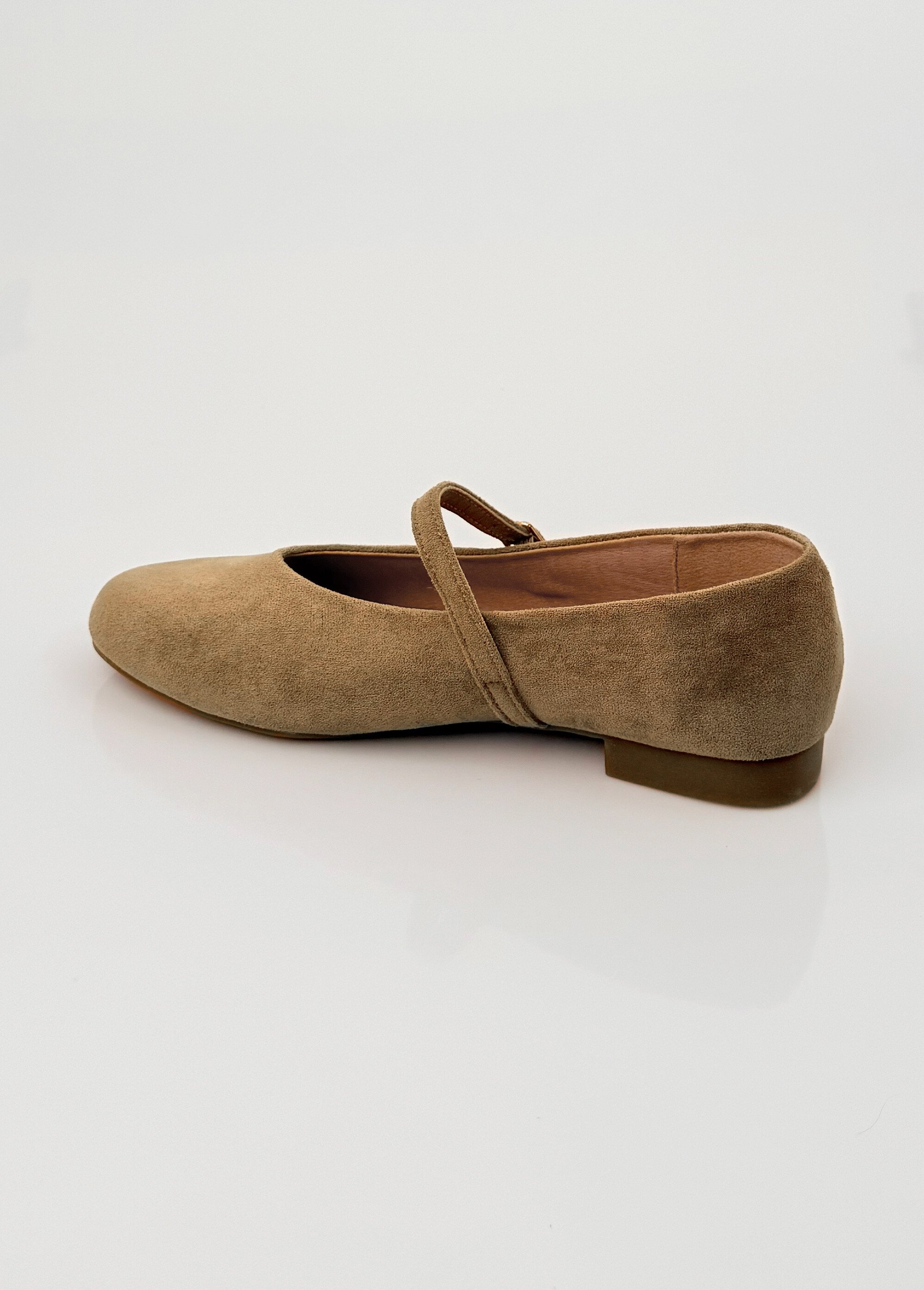 Ballerines babies plates façon cuir suédé Femme Vert LBS-BYG1671 DO1