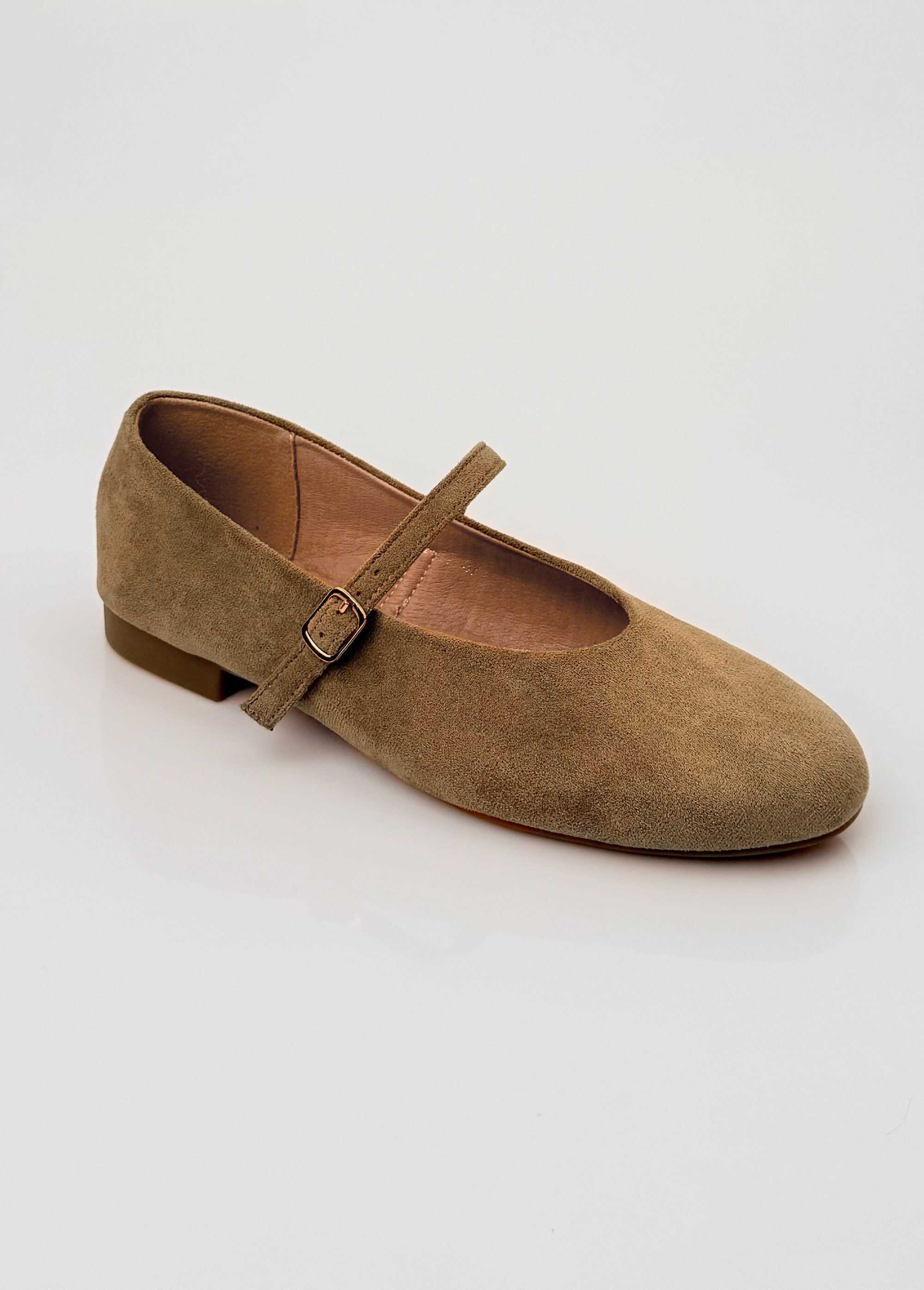 Ballerines babies plates façon cuir suédé Femme Vert LBS-BYG1671 FA1
