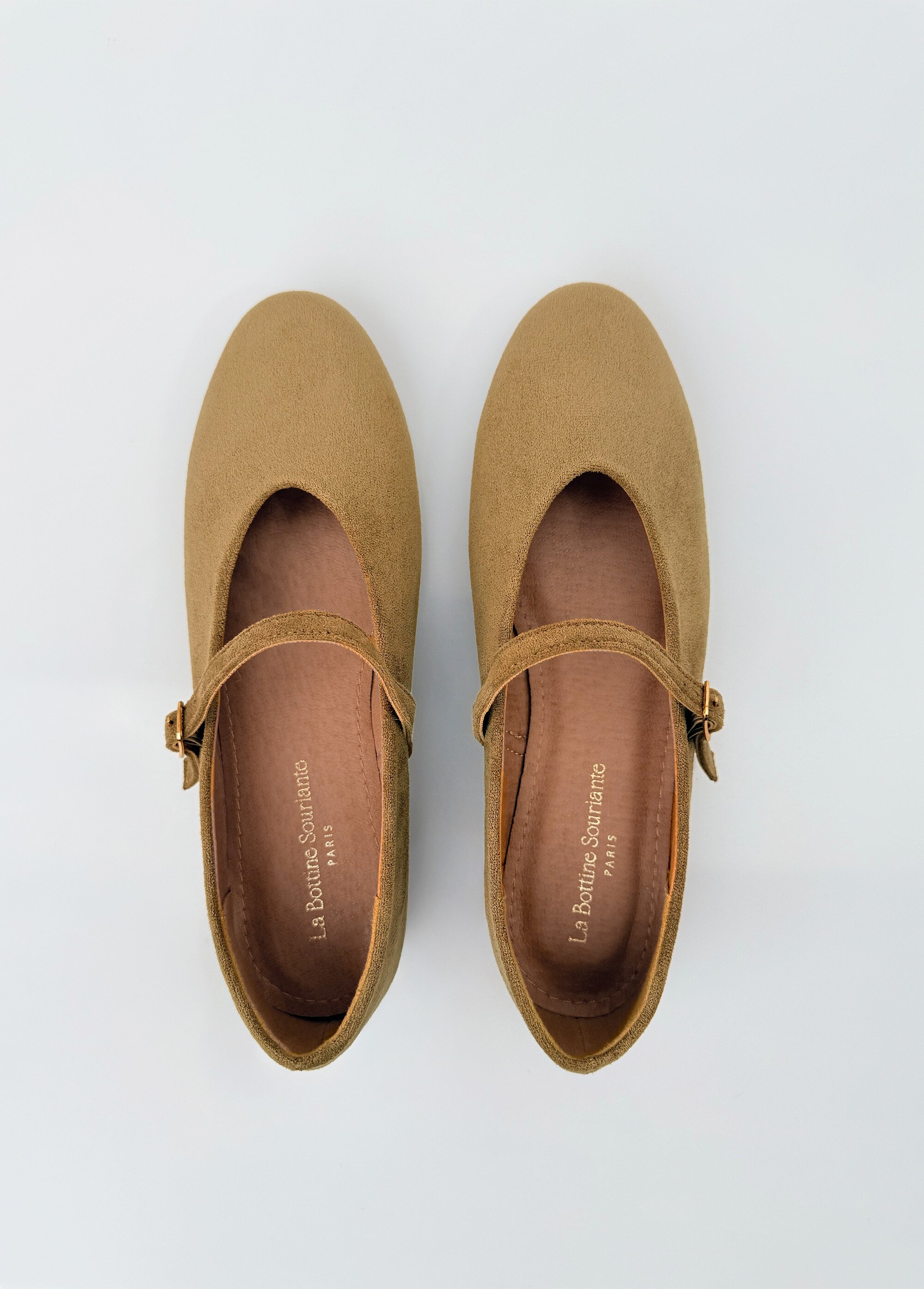 Ballerines babies plates façon cuir suédé Femme Vert LBS-BYG1671 OV1