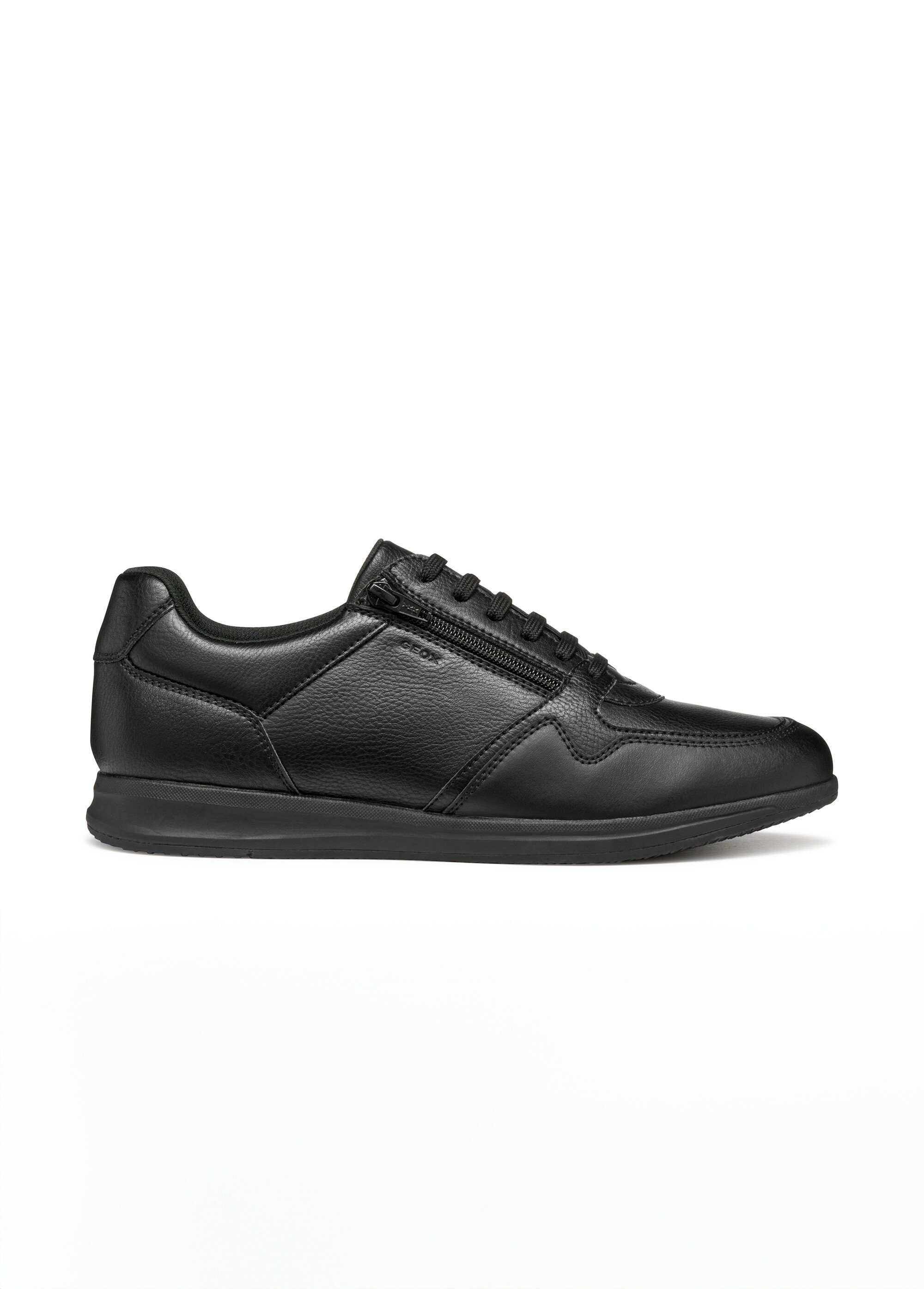 Baskets en cuir à lacets et semelle fine Homme Noir GEO-U56H5A DR1