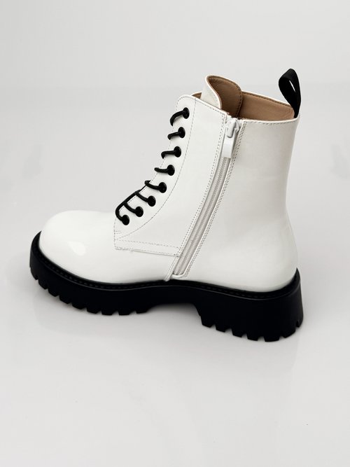 Bottines vernies style Combat boots Femme Blanc LBS-DMLM7066 DO1