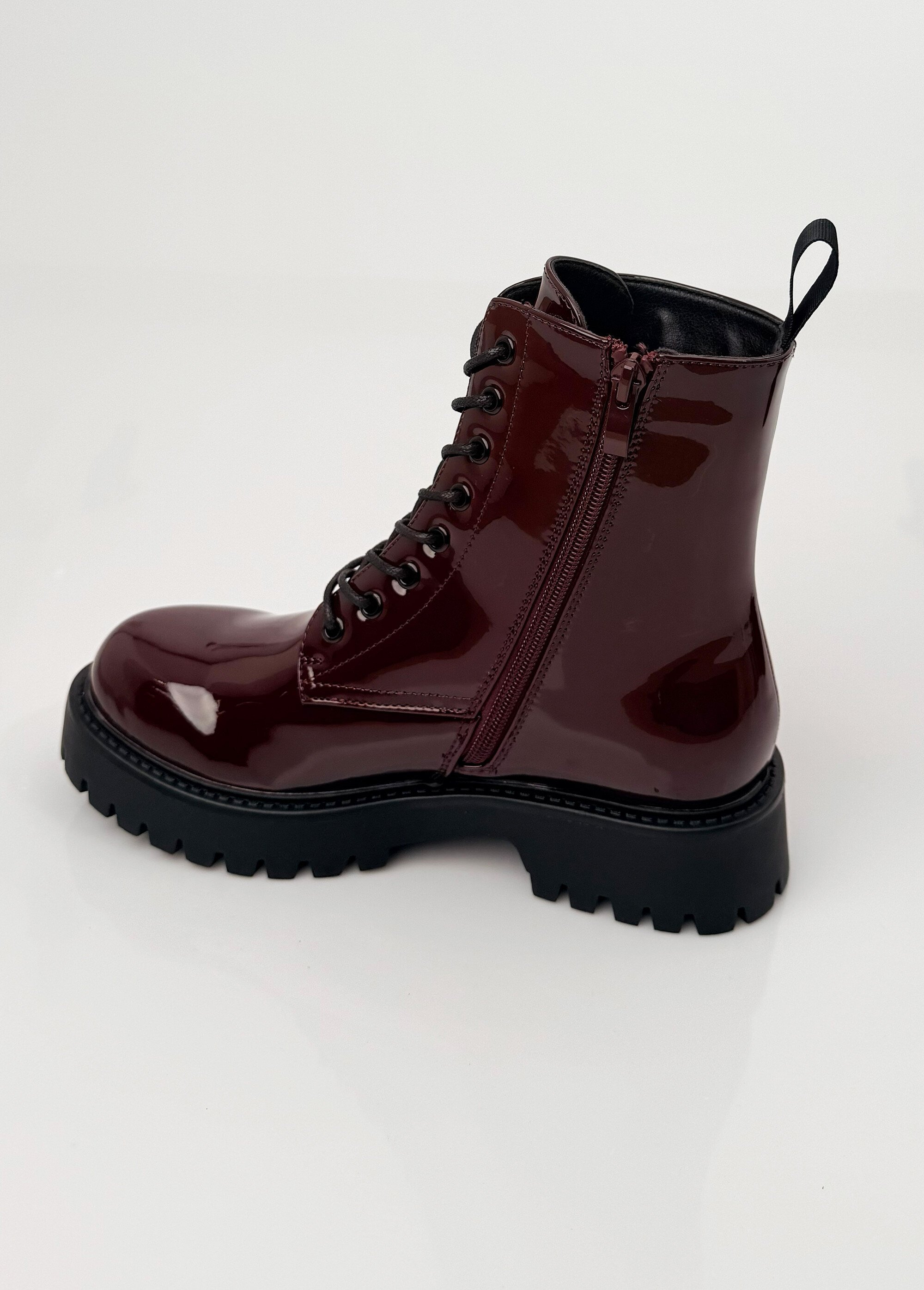 Bottines vernies style Combat boots Femme Rouge LBS-DMLM7066 DO1