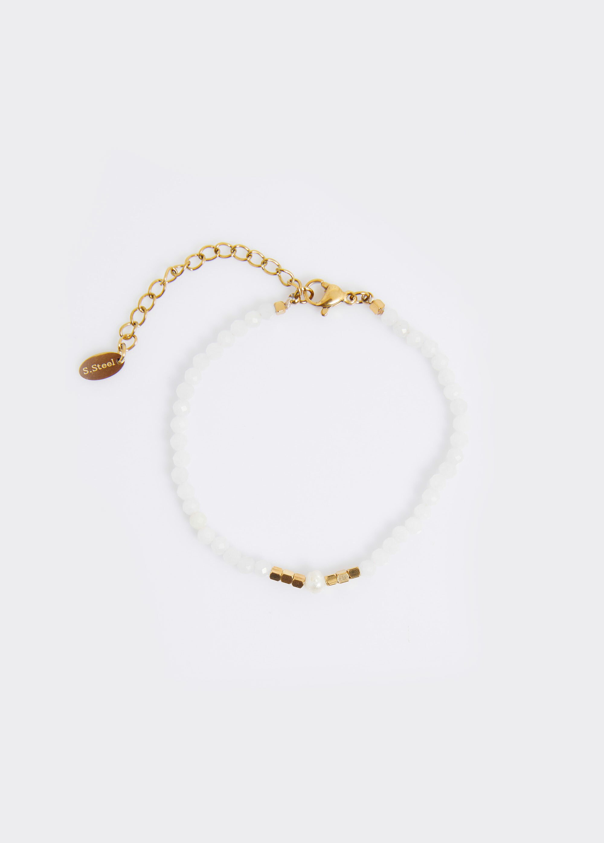 Bracelet perles facettées, en acier