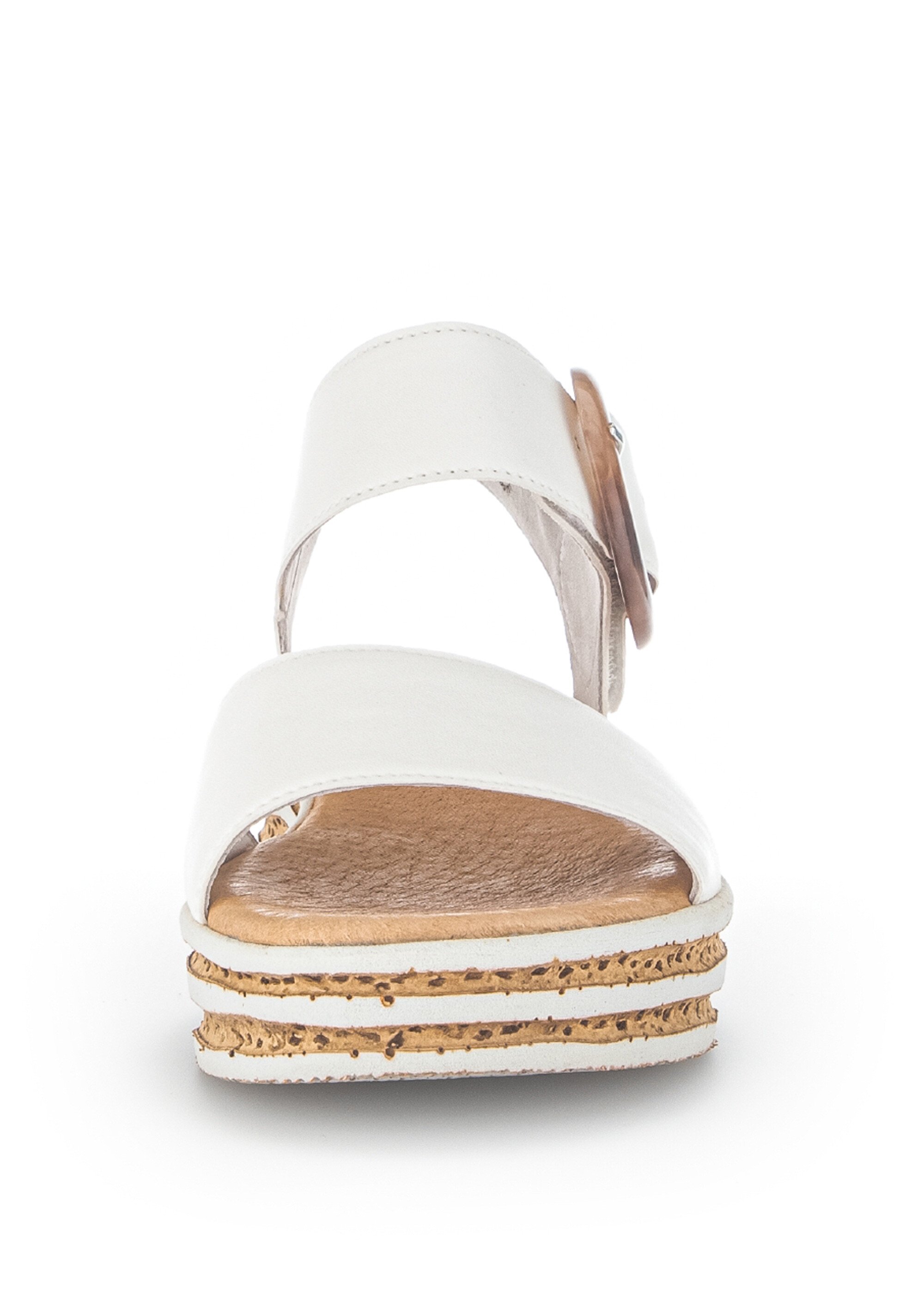 Sandales cuir uni compensées détails liège Femme Blanc GAB-6455020 FA2