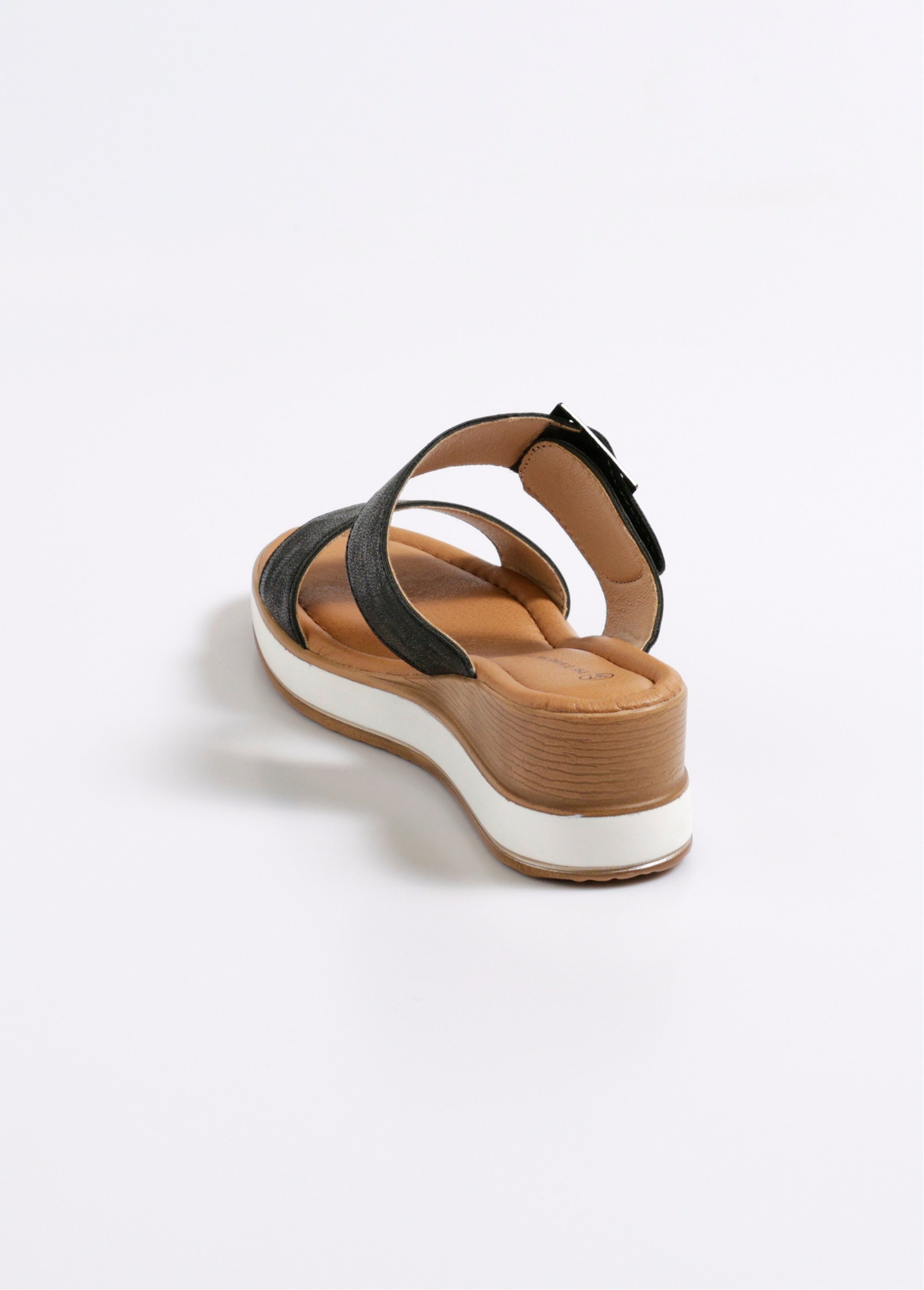 Mules compensées bride boucle fantaisie