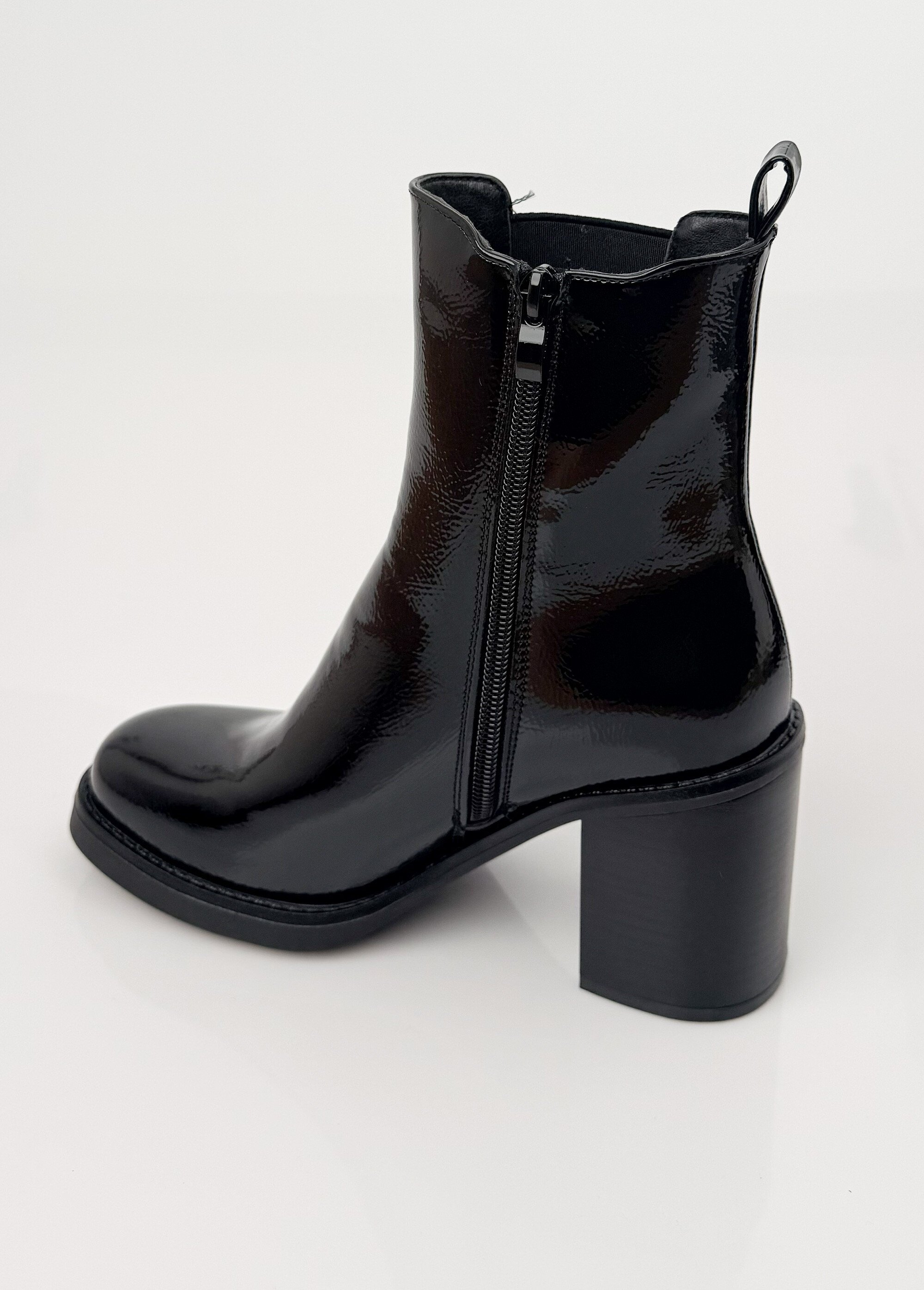 Chelsea boots vernies à talon, bout carré Femme Rouge LBS-DMLM9675 DO1