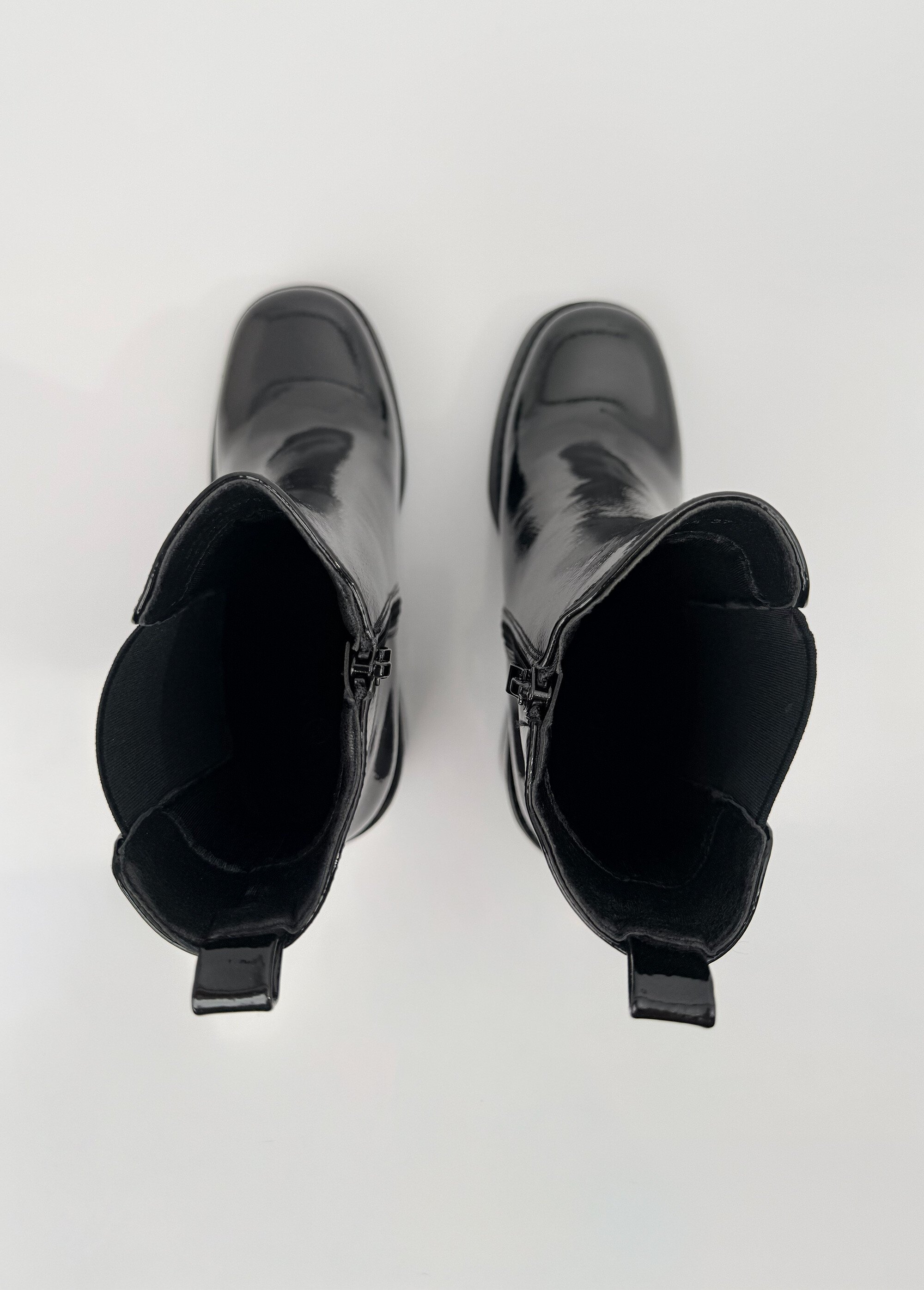Chelsea boots vernies à talon, bout carré Femme Rouge LBS-DMLM9675 OV1