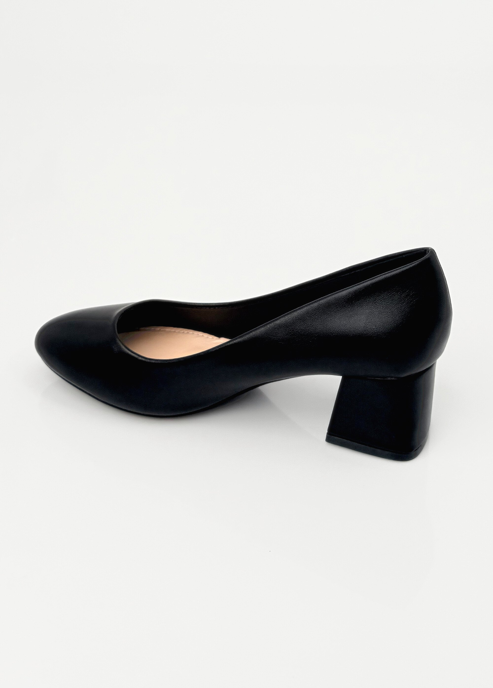 Escarpins à bout rond et talon enrobé Femme Noir LBS-BLQ6712 DO1