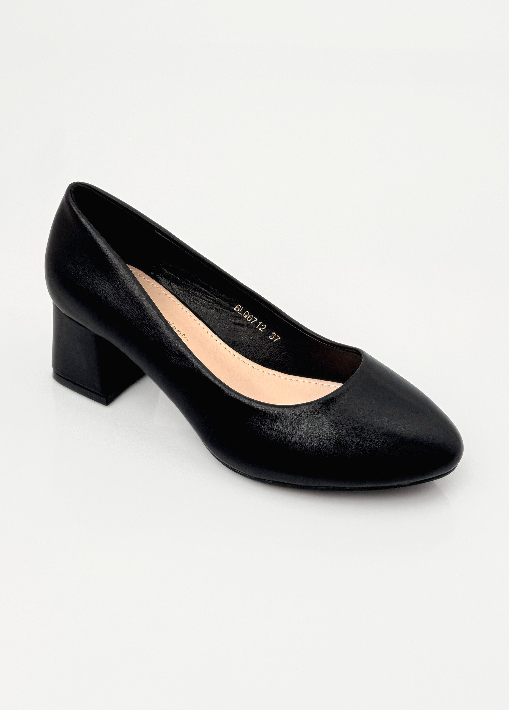 Escarpins à bout rond et talon enrobé Femme Noir LBS-BLQ6712 FA1