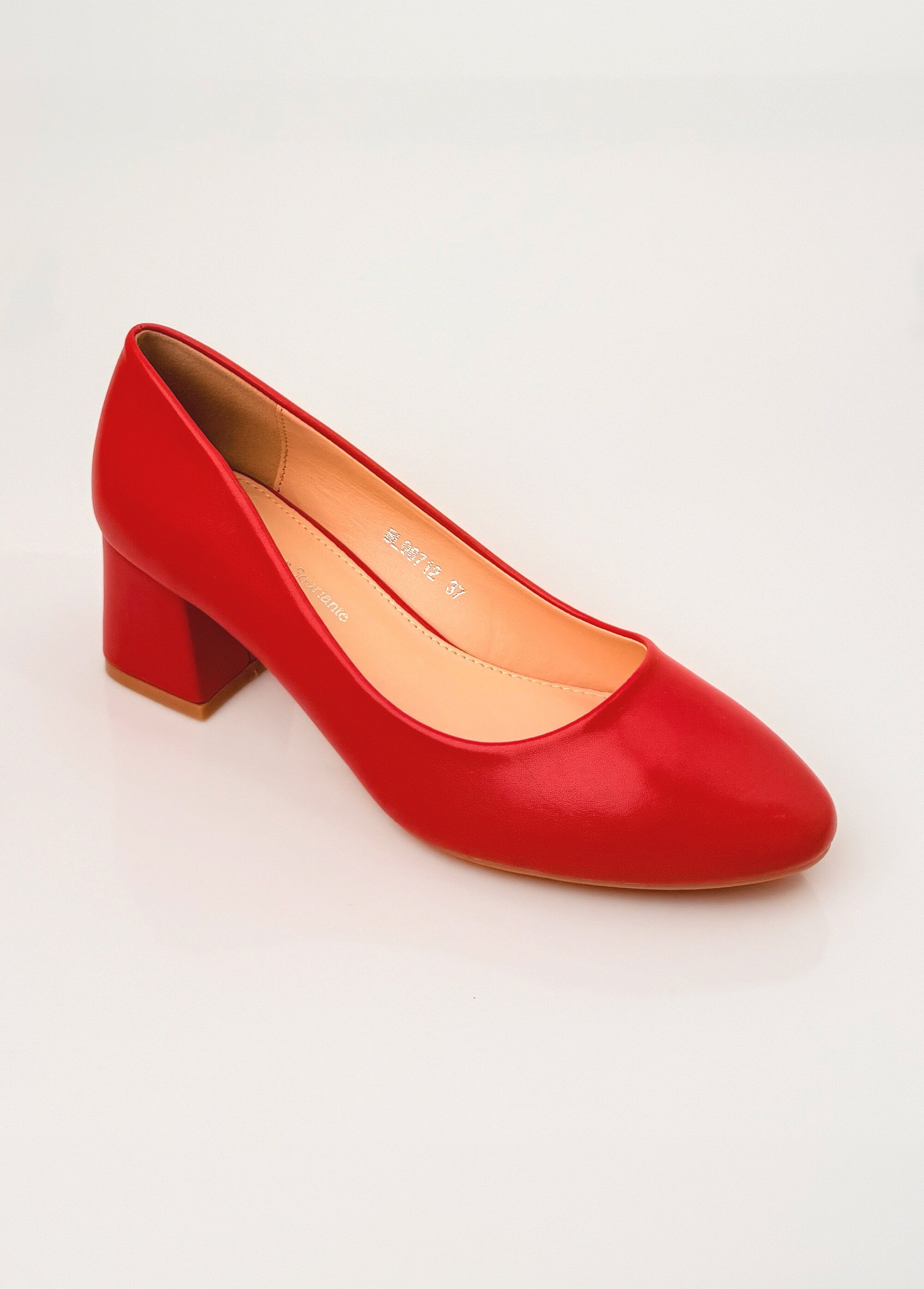 Escarpins à bout rond et talon enrobé Femme Rouge LBS-BLQ6712 FA1