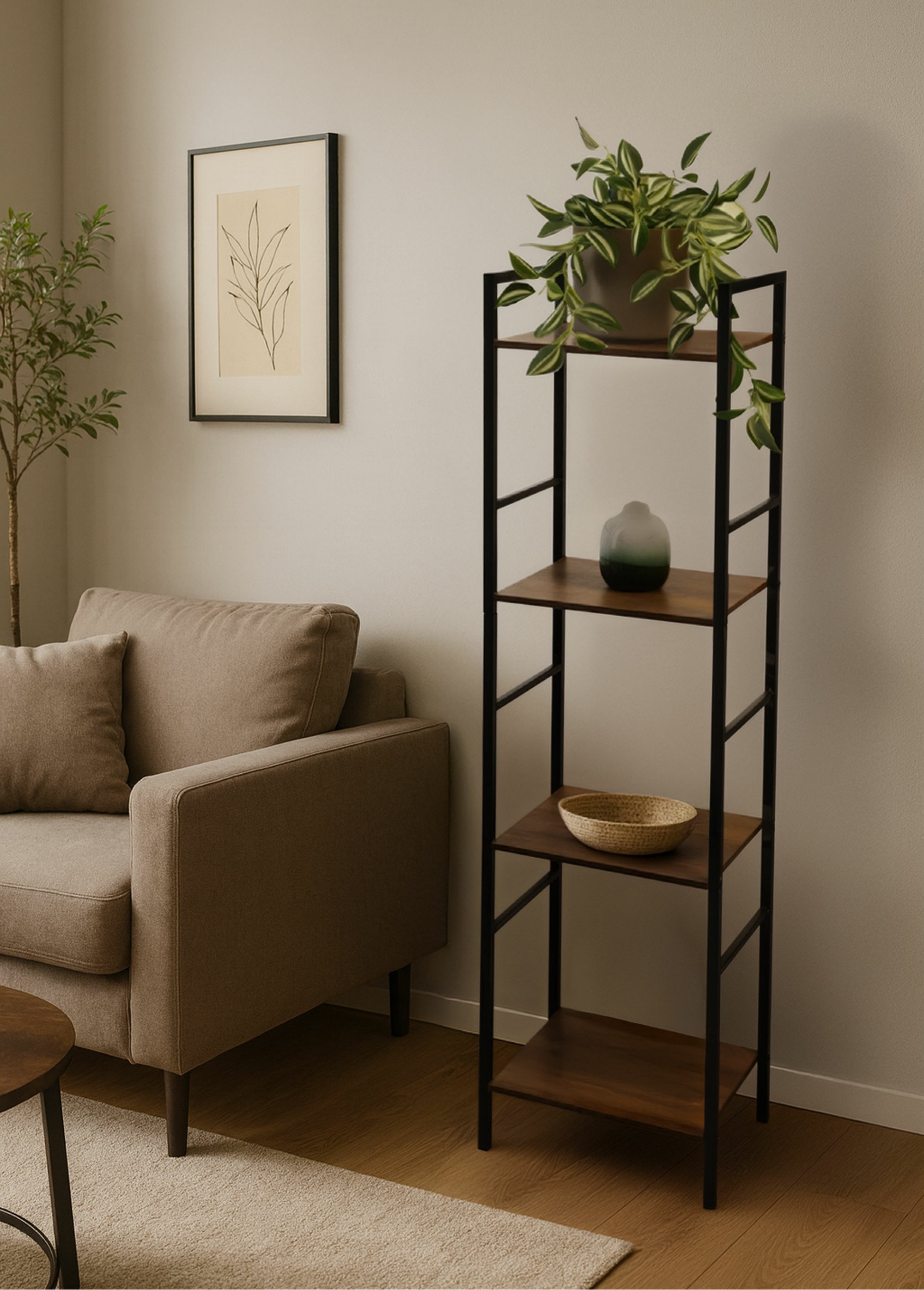 Etagère métal et bois, 4 niveaux BOIS KP-DD1000680 SF1