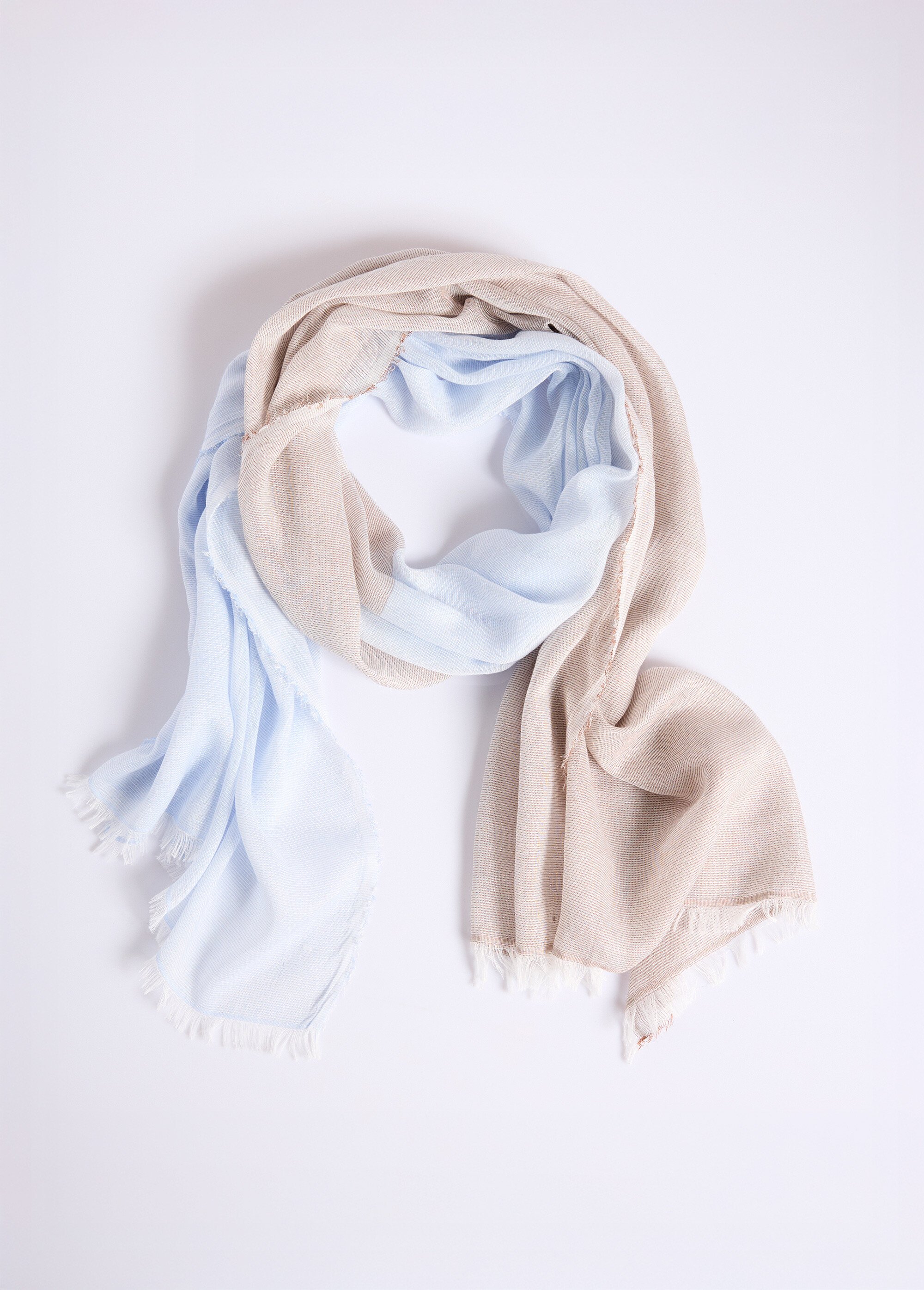 Foulard ou étole bicolore pastel irisé frangé Femme Bleu UBIS FA1