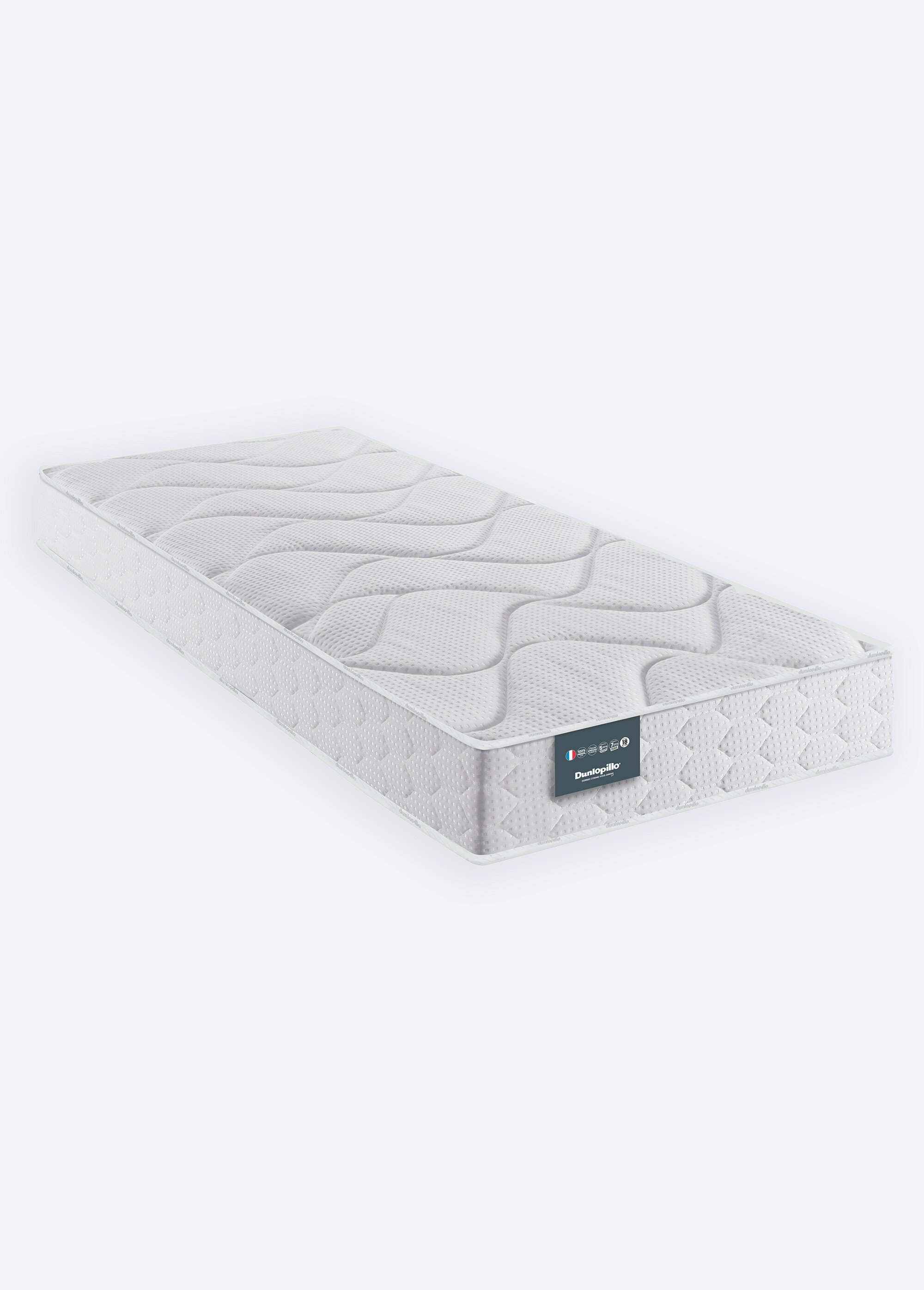 Matelas ferme mousse haute résilience, haut. 18cm BLANC DUN-GEN1 FA2