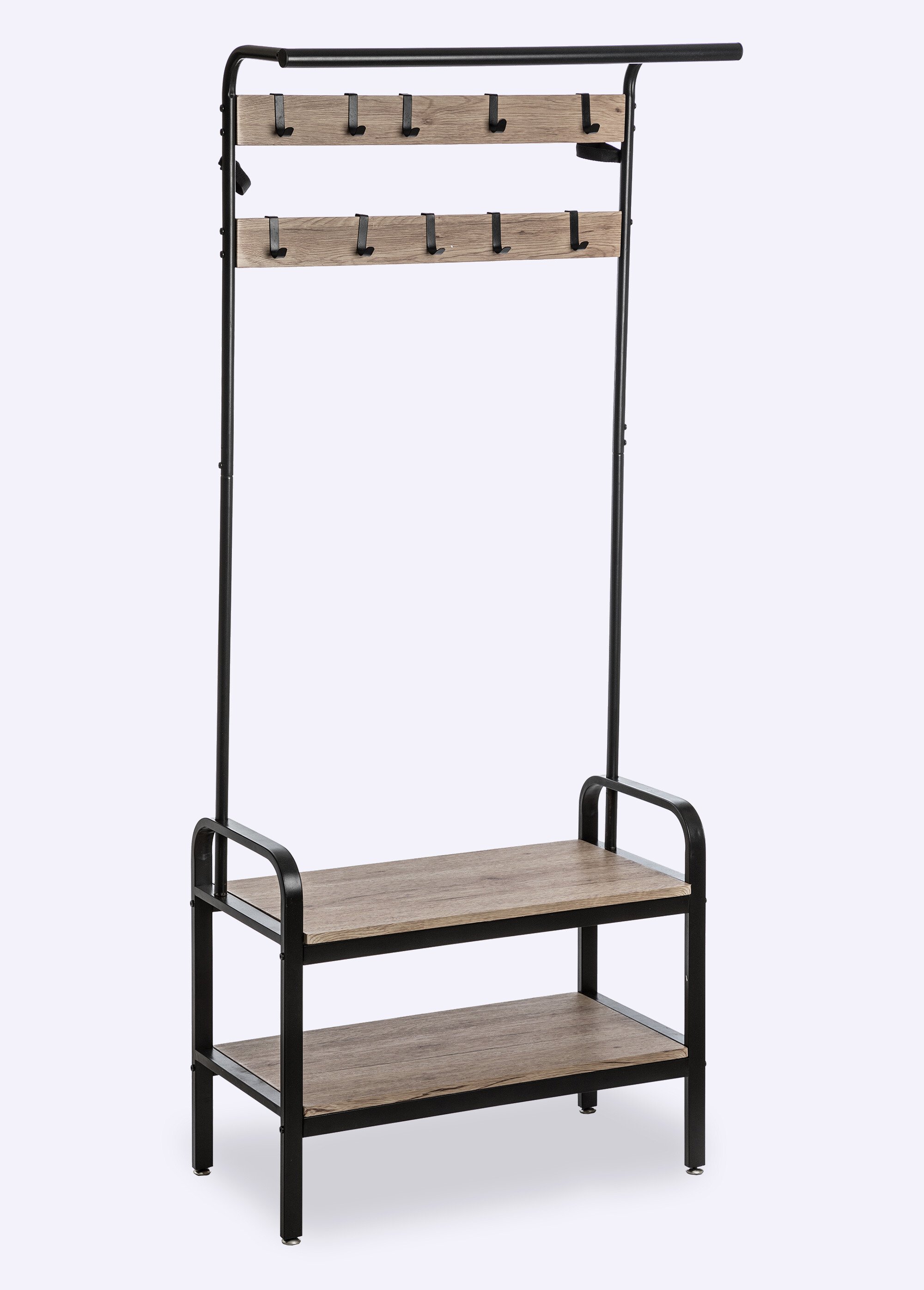 Meuble d'entrée 10 patères + 2 niveaux BEIGE JJA-160407 FA1