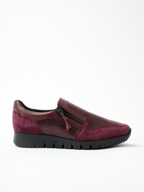 Mocassin largeur confort zippé cuir fantaisie Femme Rouge OFOLIE DR1