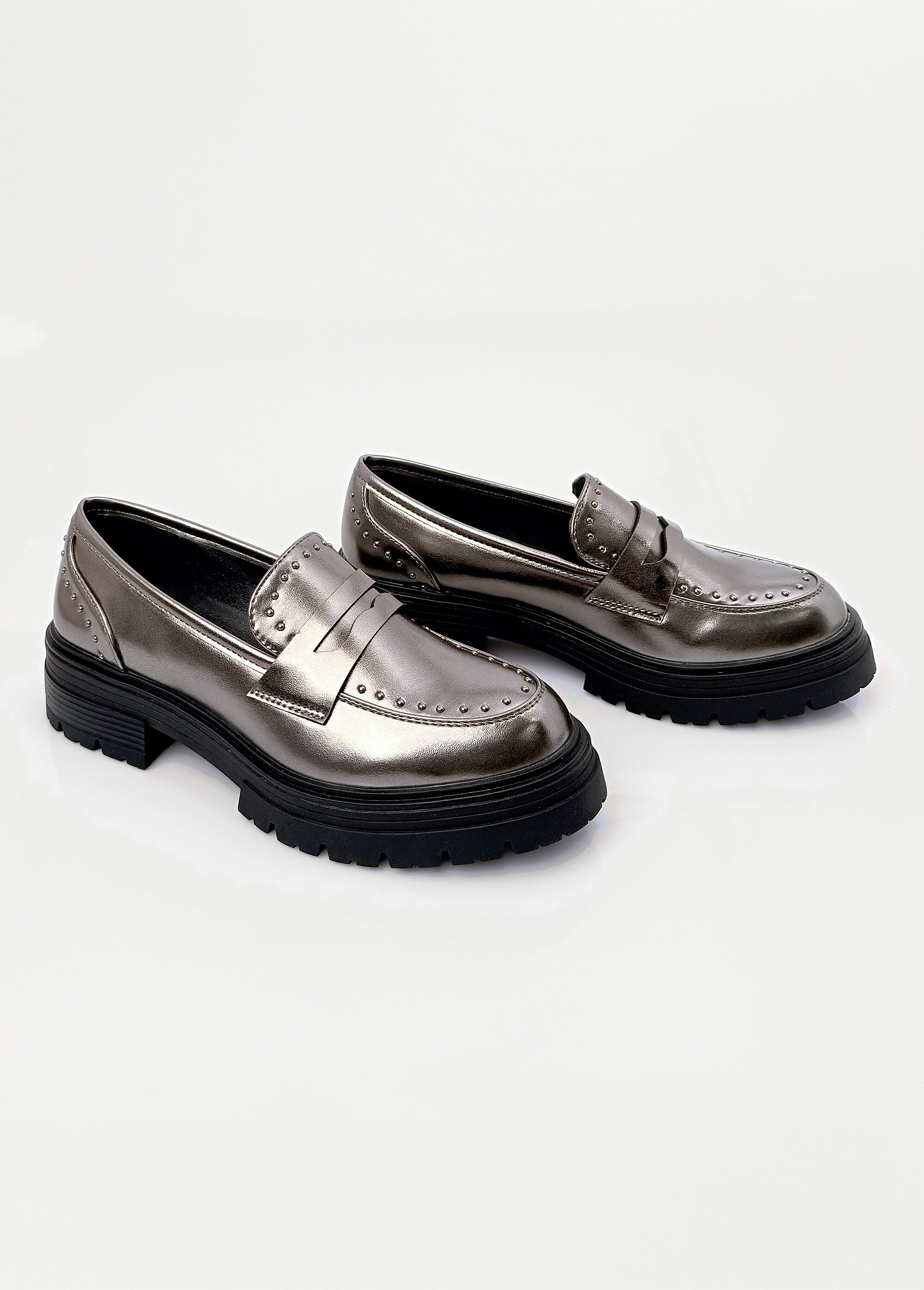 Mocassins métallisés semelle style chunky Femme Argenté JP-TDF5321 DE1