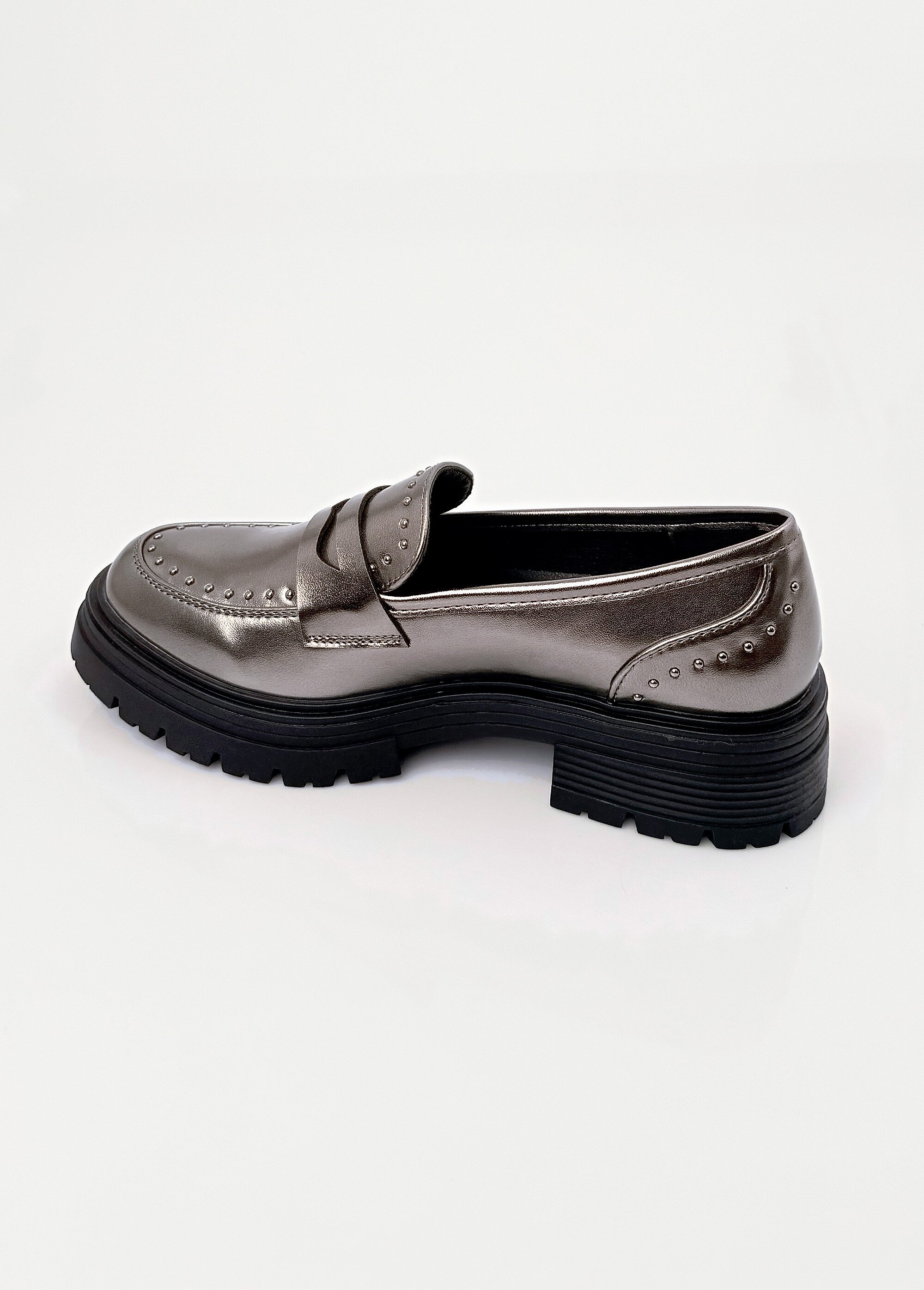 Mocassins métallisés semelle style chunky Femme Argenté JP-TDF5321 DO1