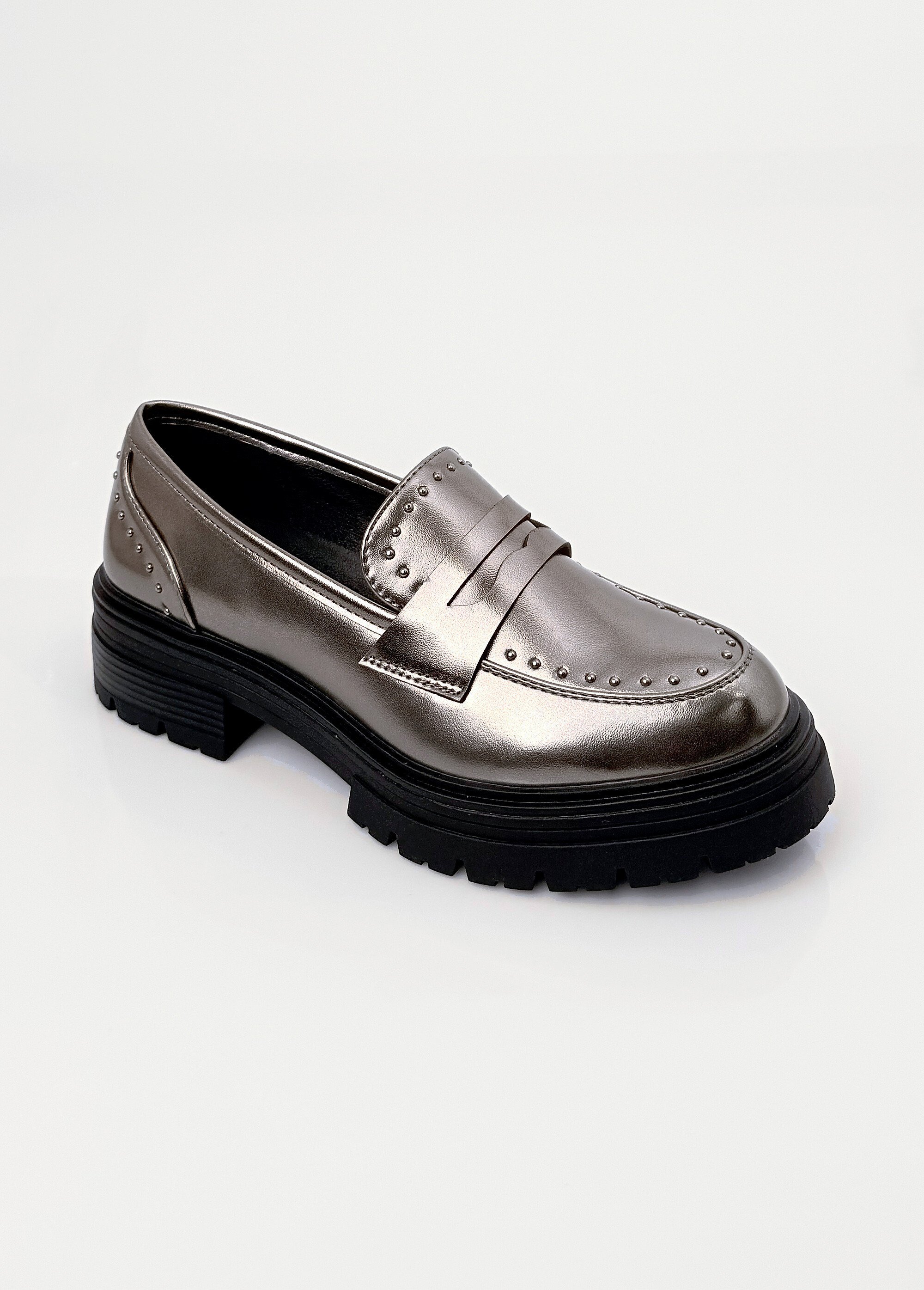 Mocassins métallisés semelle style chunky Femme Argenté JP-TDF5321 FA1