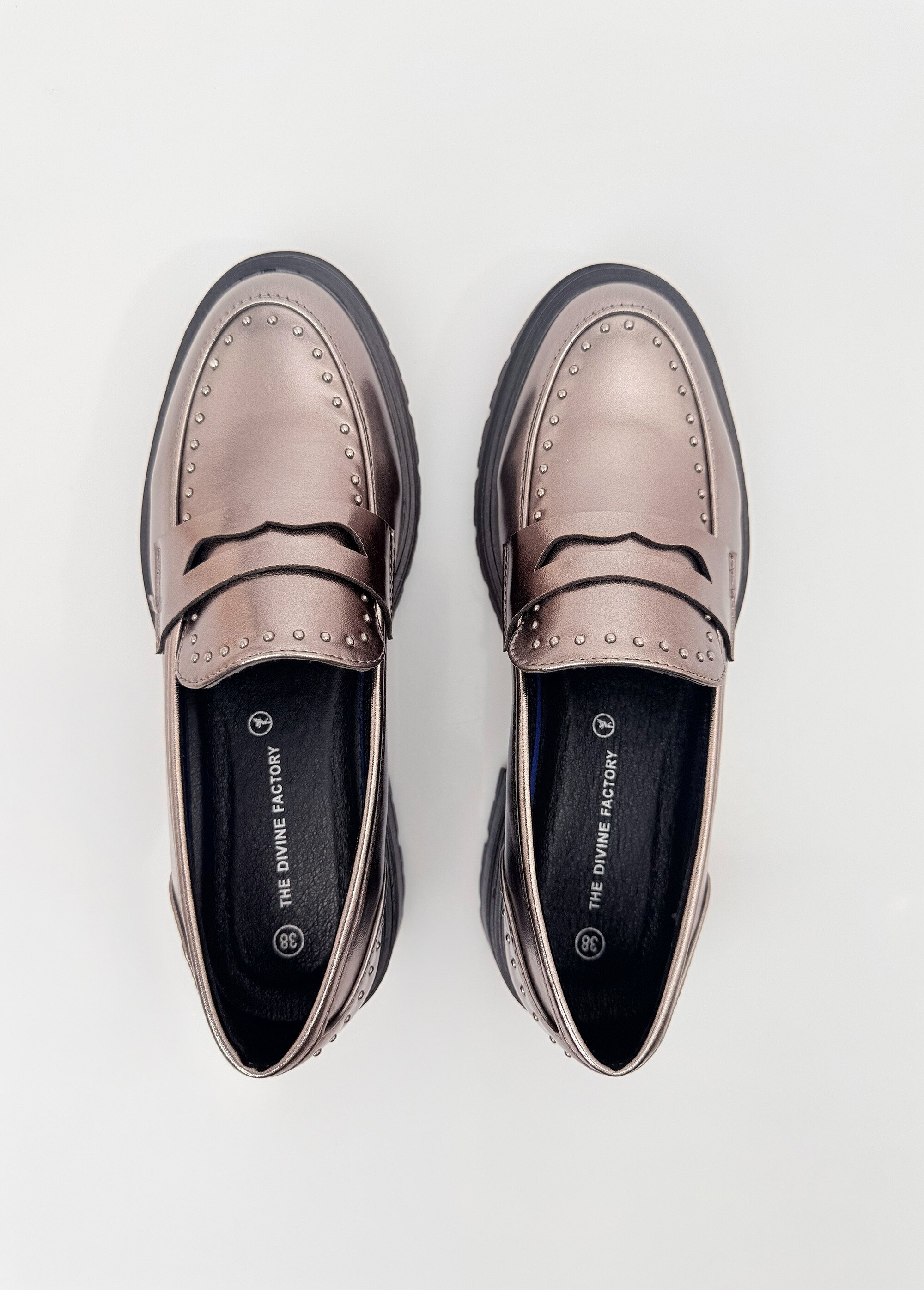 Mocassins métallisés semelle style chunky Femme Argenté JP-TDF5321 OV1
