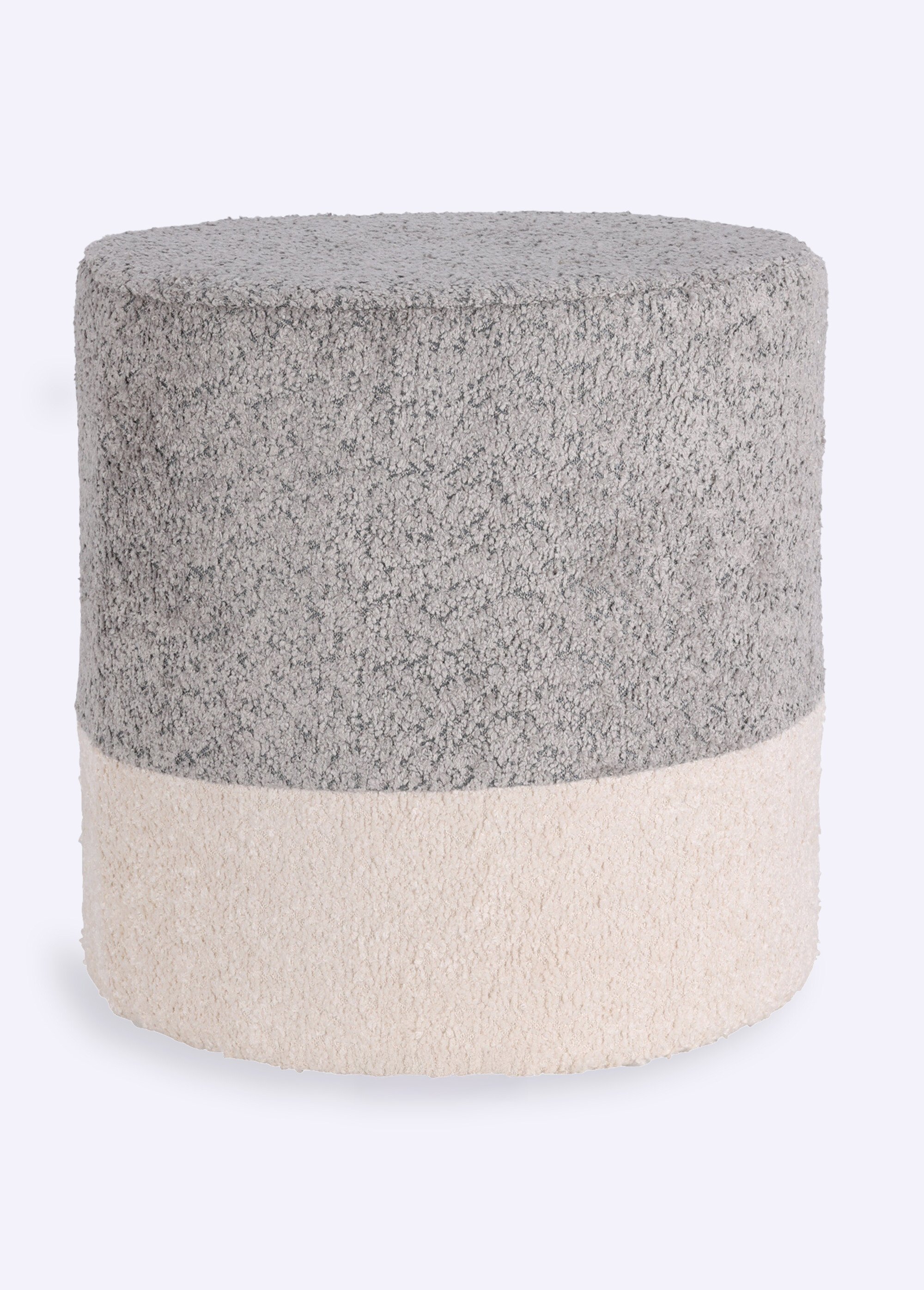 Pouf foncé bicolore rond aspect laineux