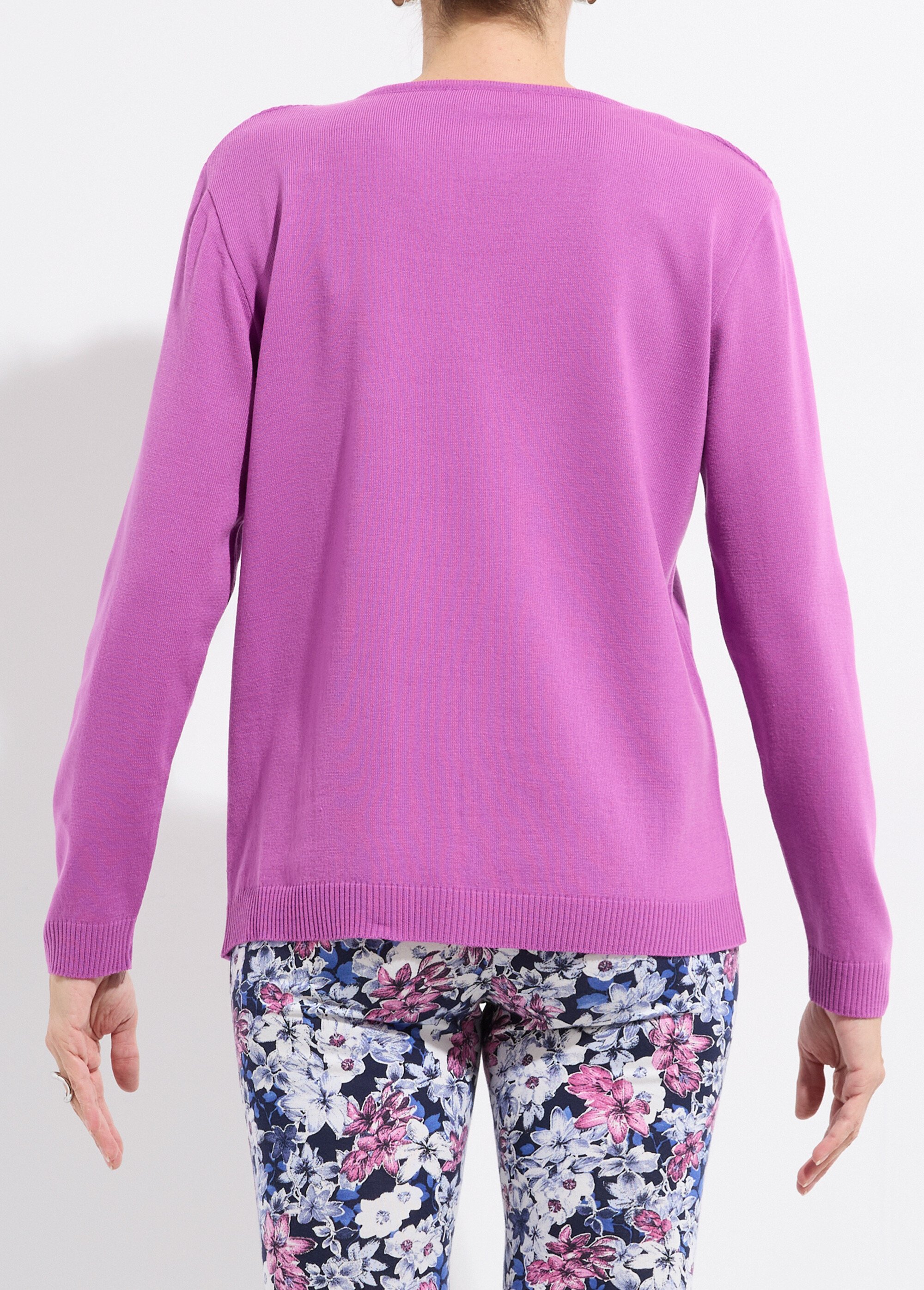 Pull fin col V manches longues Femme MAGENTA MELIA DO1