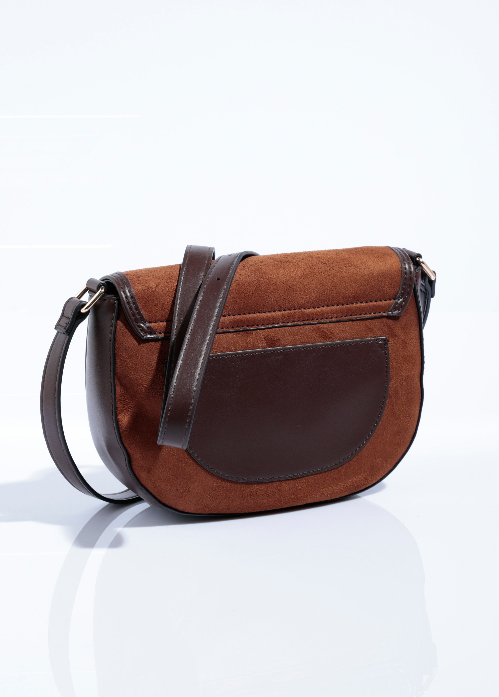 Sac à main chic demi lune en suédine Femme Beige MIM25635 DO1