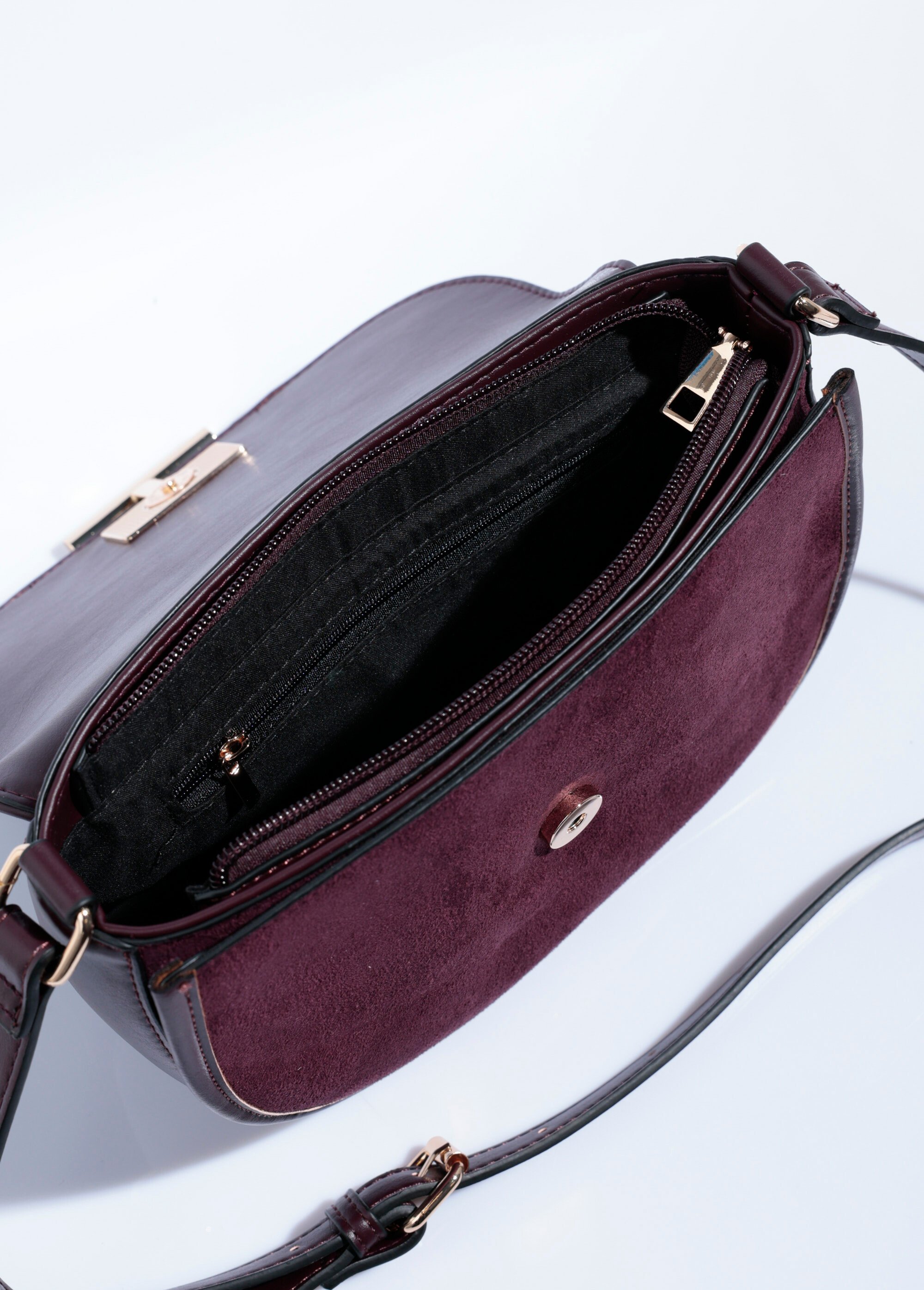 Sac à main chic demi lune en suédine Femme Rouge MIM25635 DE1