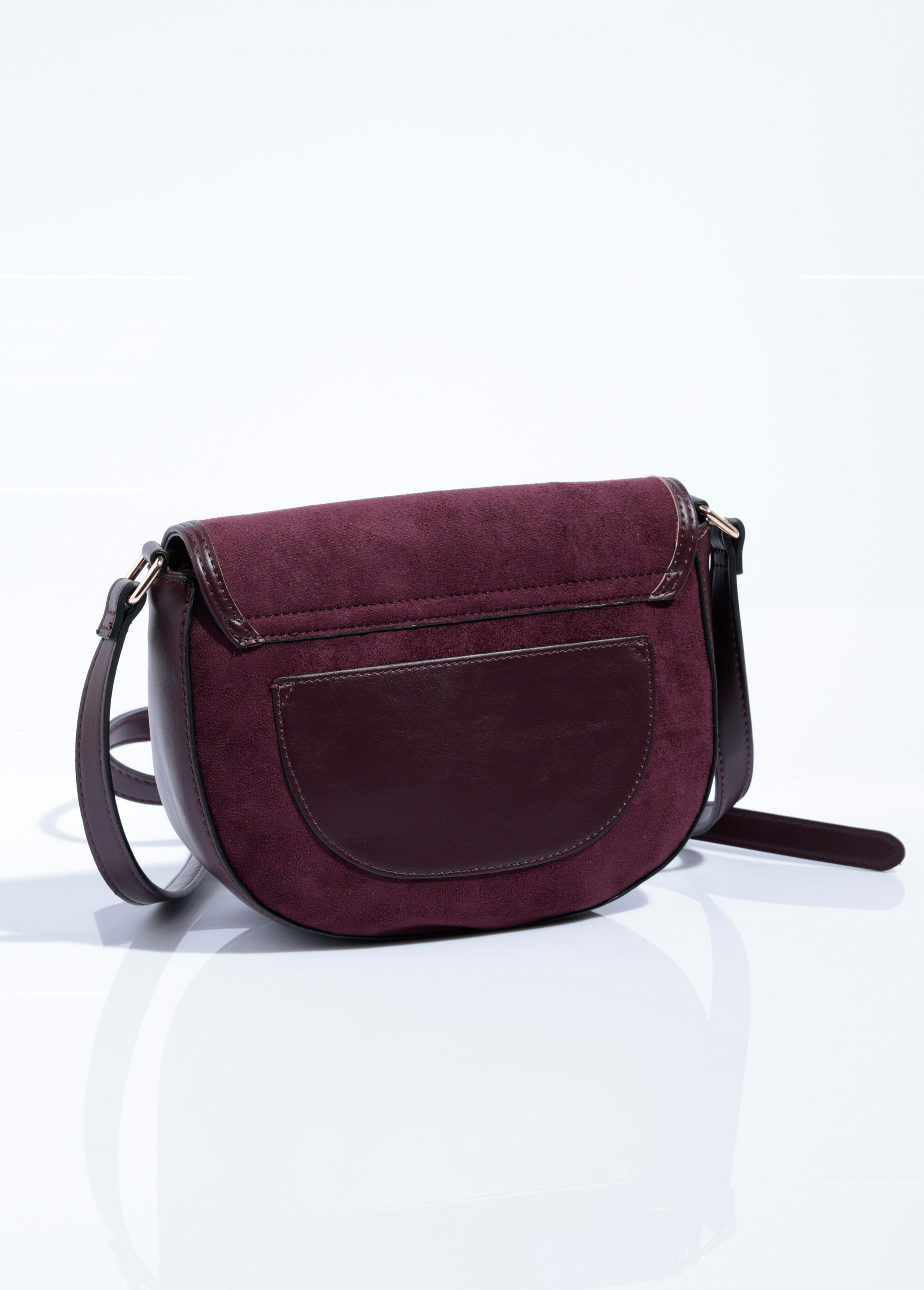 Sac à main chic demi lune en suédine Femme Rouge MIM25635 DO1