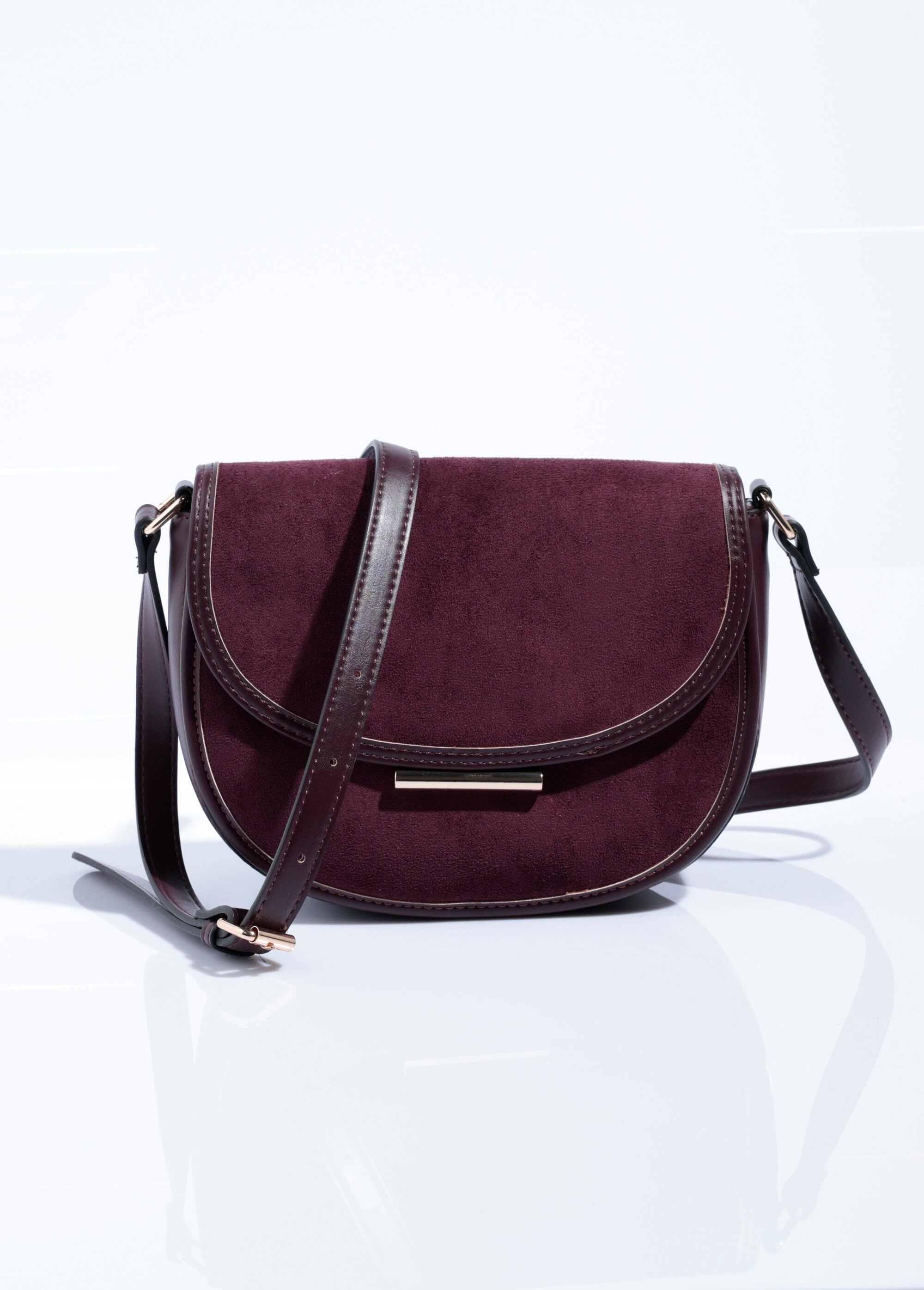 Sac à main chic demi lune en suédine Femme Rouge MIM25635 FA1