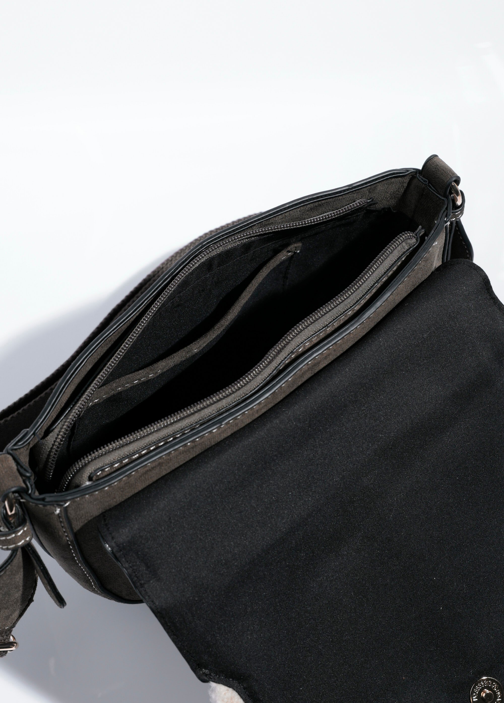 Sac à main demi lune suédine et fourrure Femme Vert MIM25611 DE1