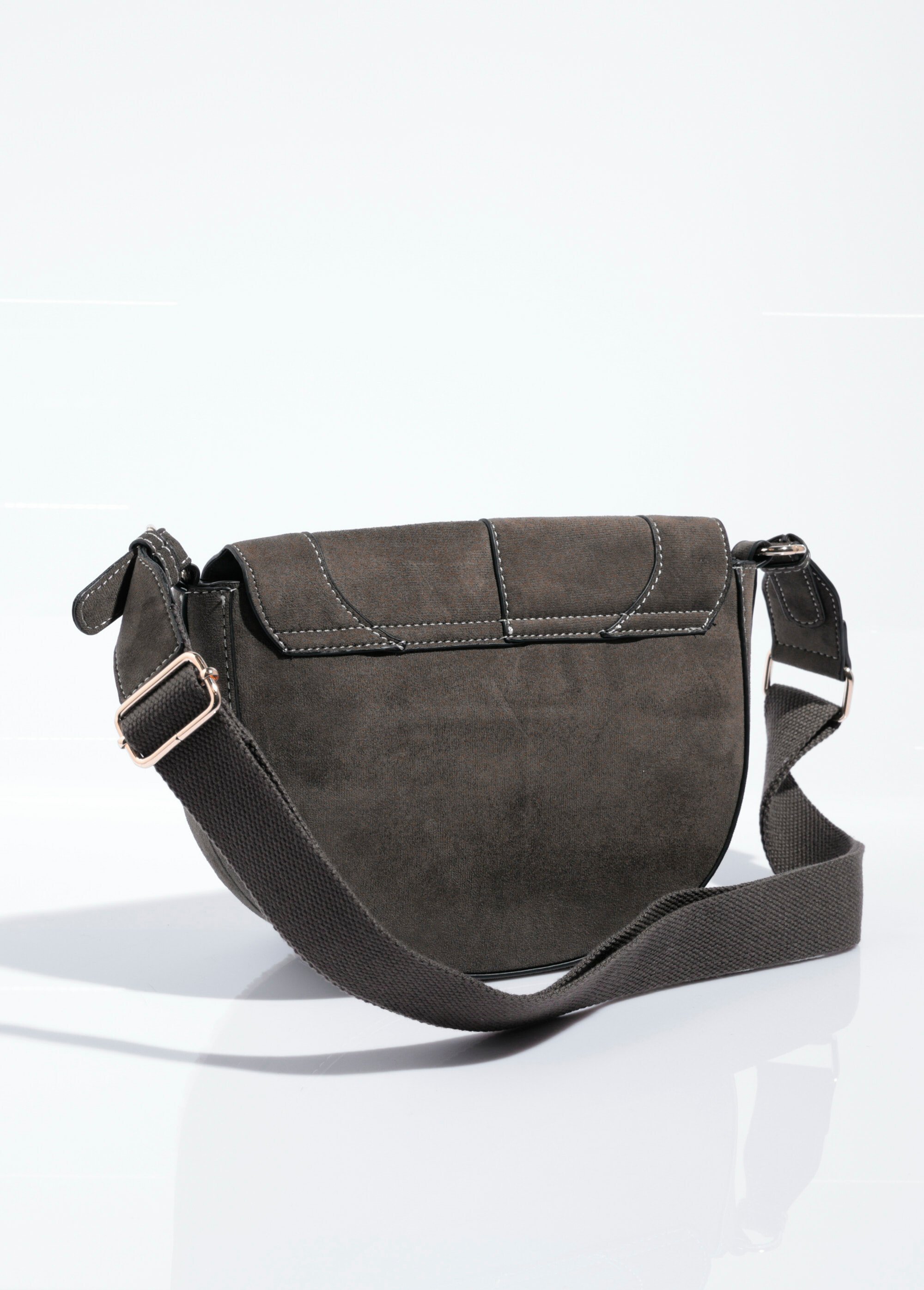Sac à main demi lune suédine et fourrure Femme Vert MIM25611 DO1