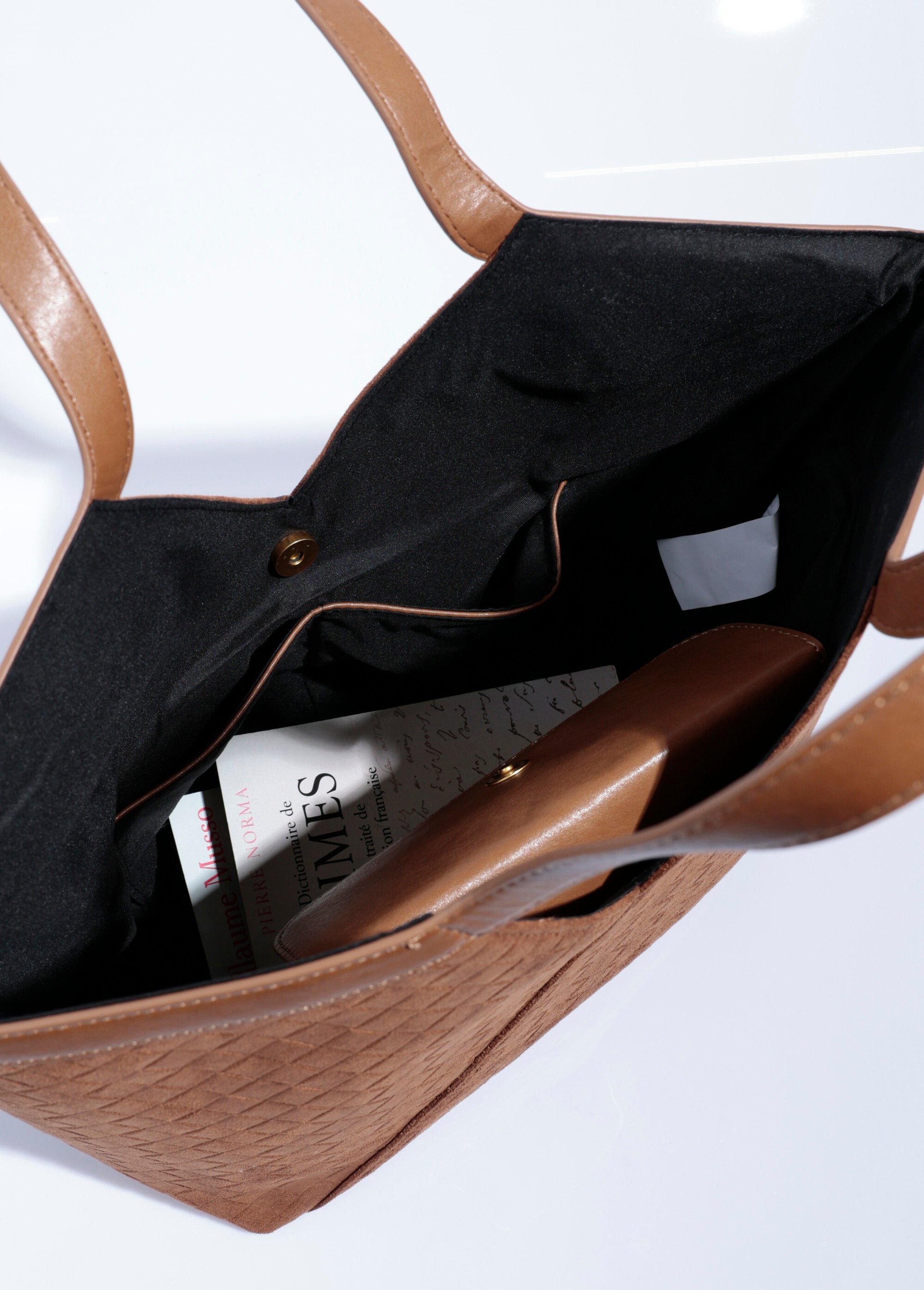 Sac cabas en suédine effet tressé