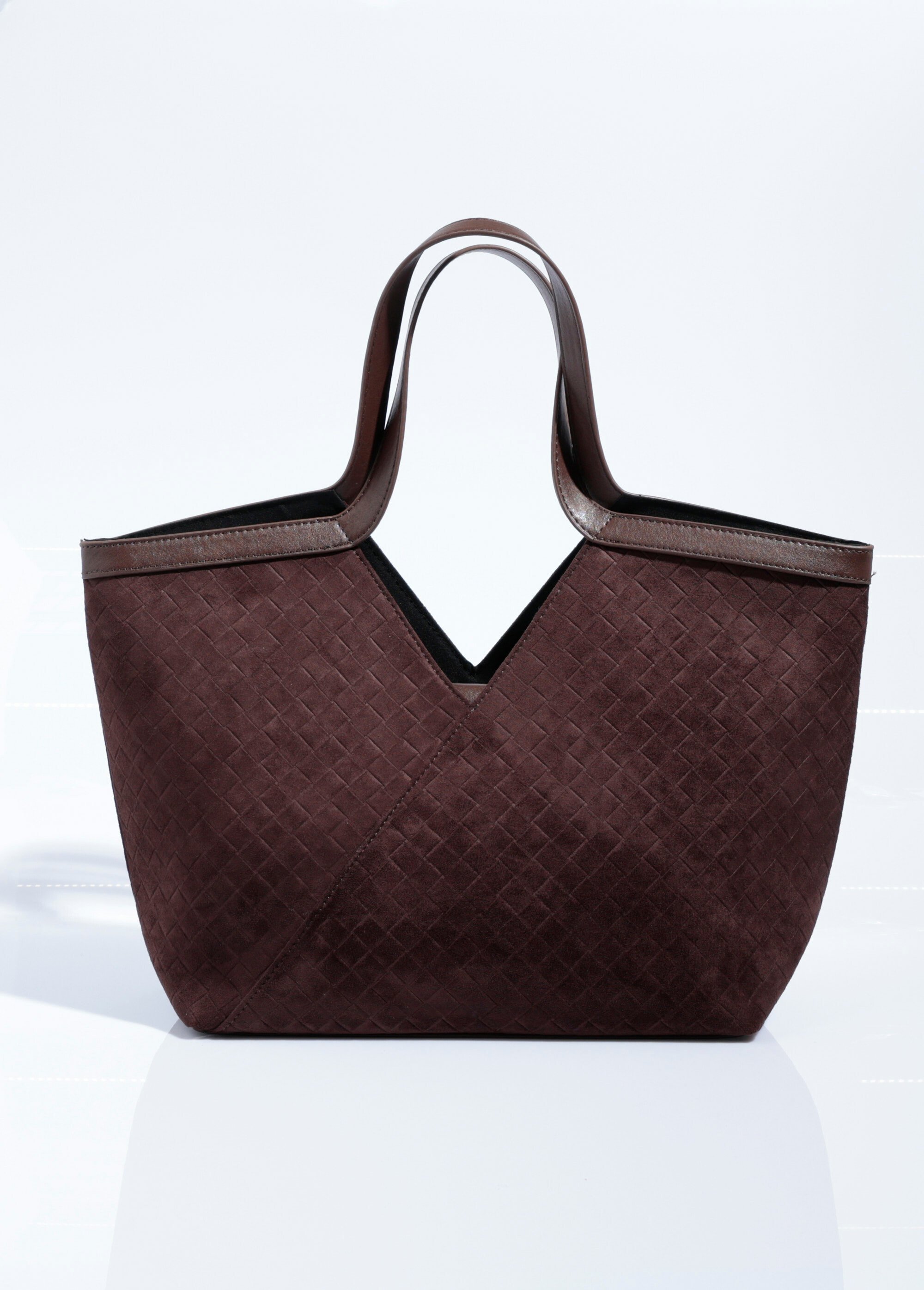 Sac cabas en suédine effet tressé