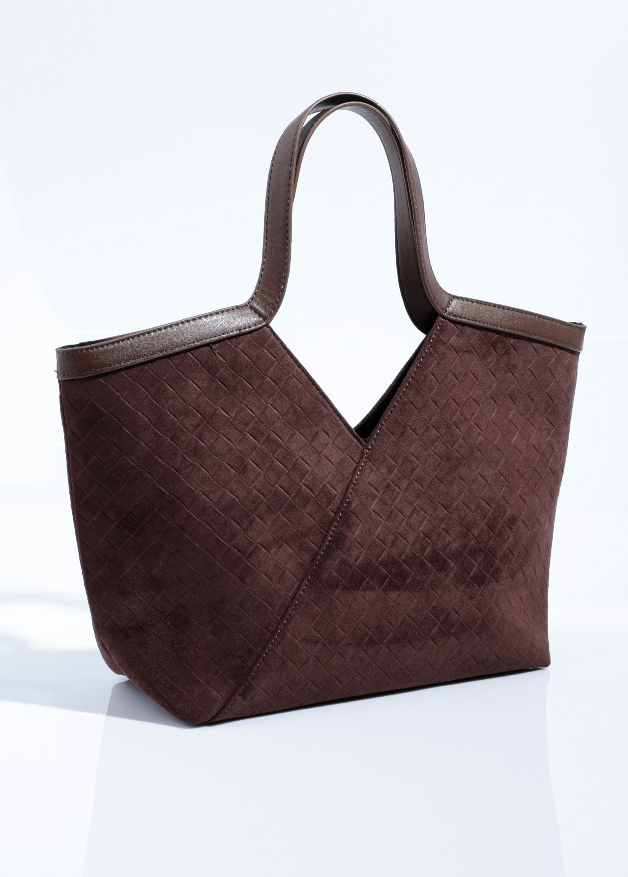 Sac cabas en suédine effet tressé