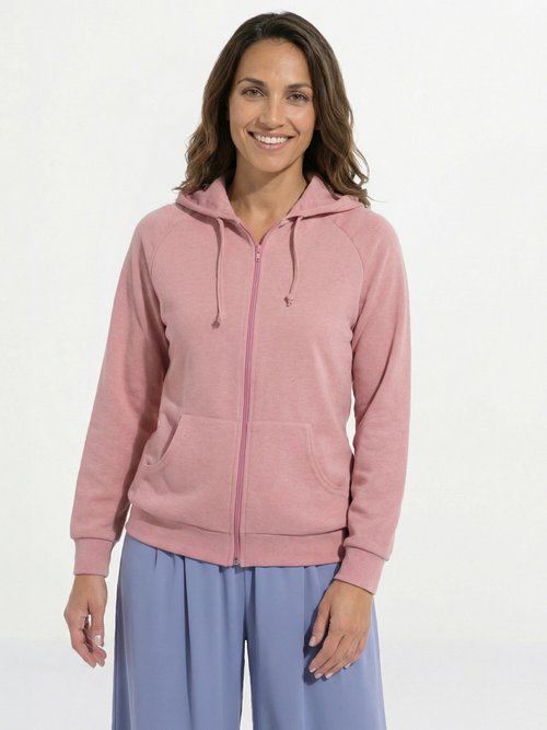 Sweat zippé à capuche molleton gratté Rose MYLARIA FA1