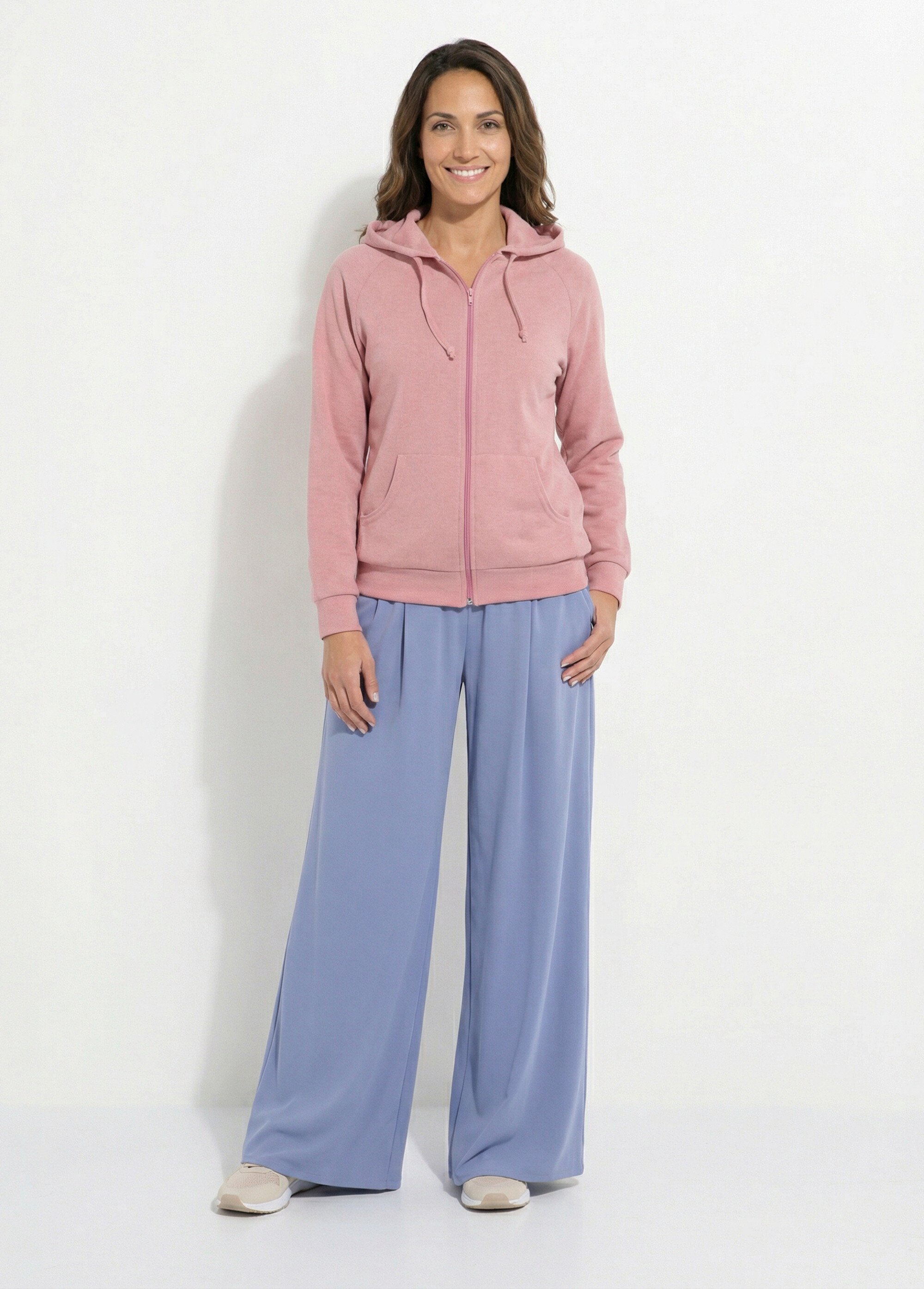 Sweat zippé à capuche molleton gratté Rose MYLARIA SF1