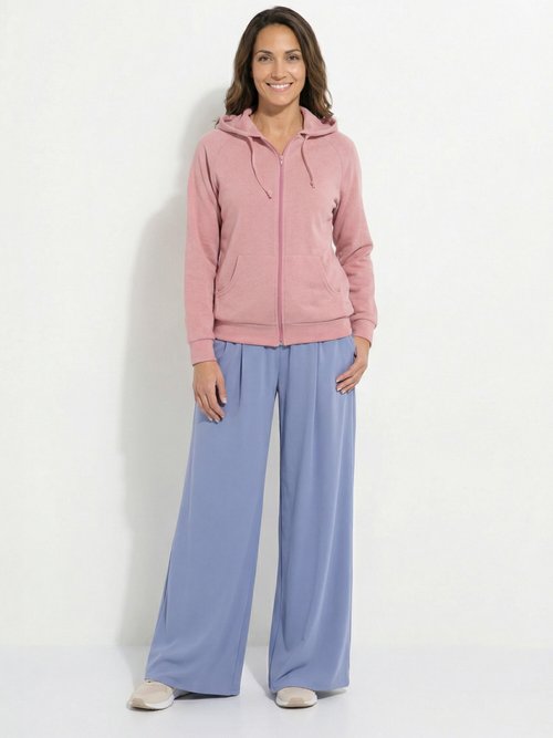 Sweat zippé à capuche molleton gratté Rose MYLARIA SF1