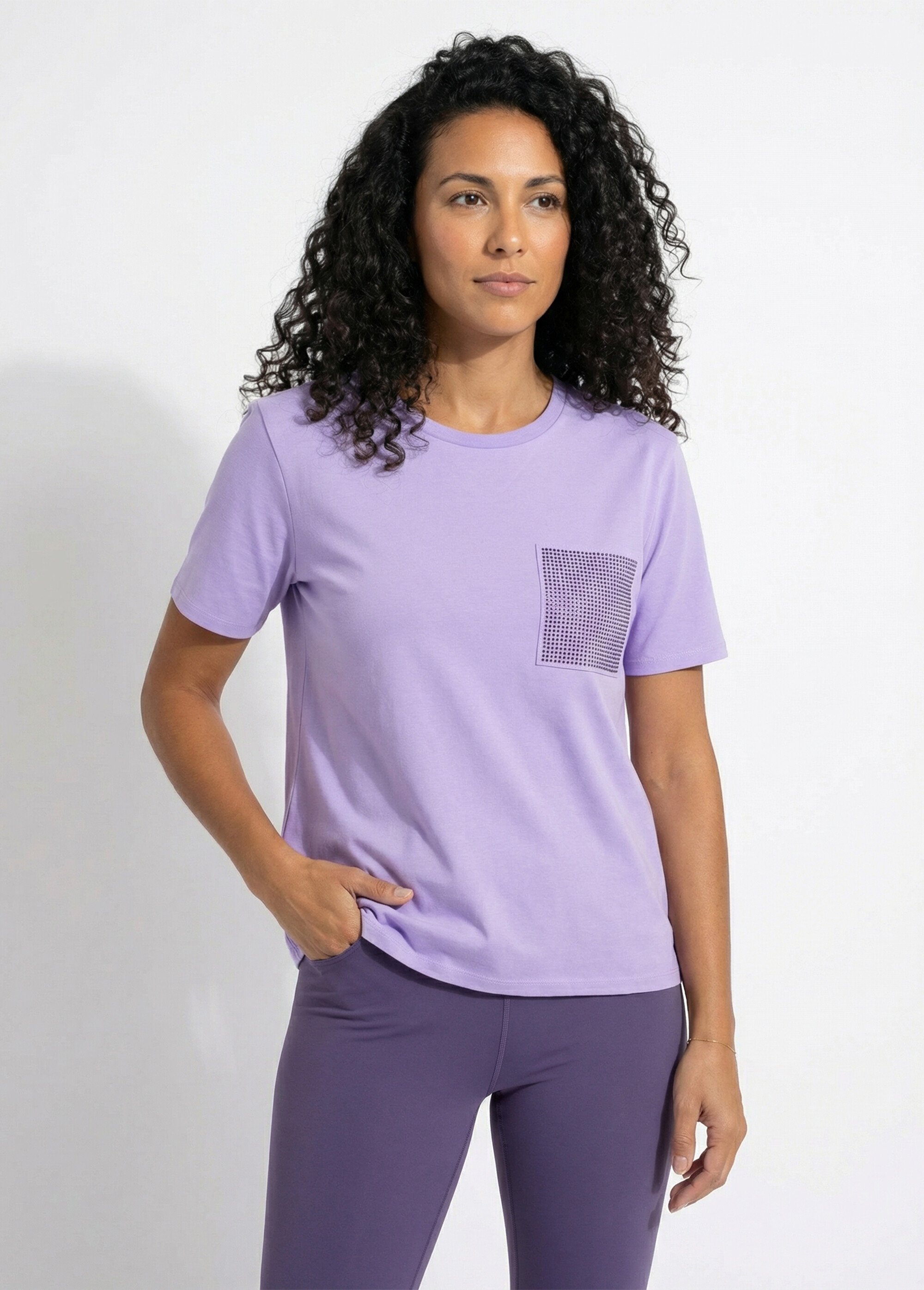 T-shirt boîte manches courtes strass Femme Violet CODAL FA1