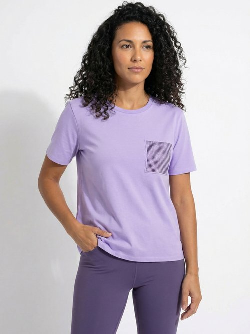 T-shirt boîte manches courtes strass Femme Violet CODAL FA1