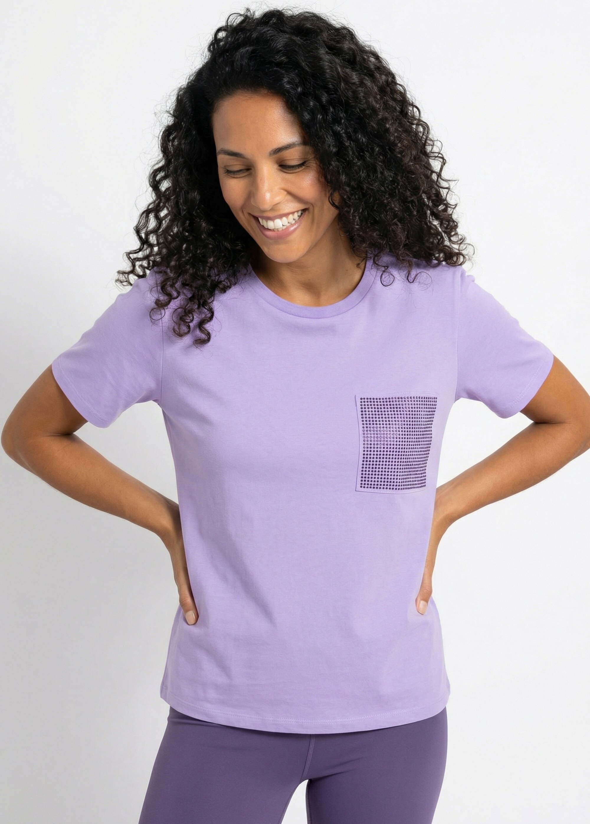 T-shirt boîte manches courtes strass Femme Violet CODAL MV1