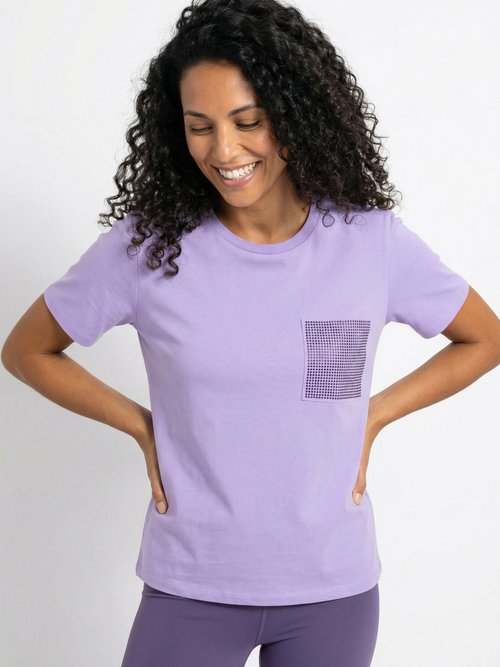 T-shirt boîte manches courtes strass Femme Violet CODAL MV1
