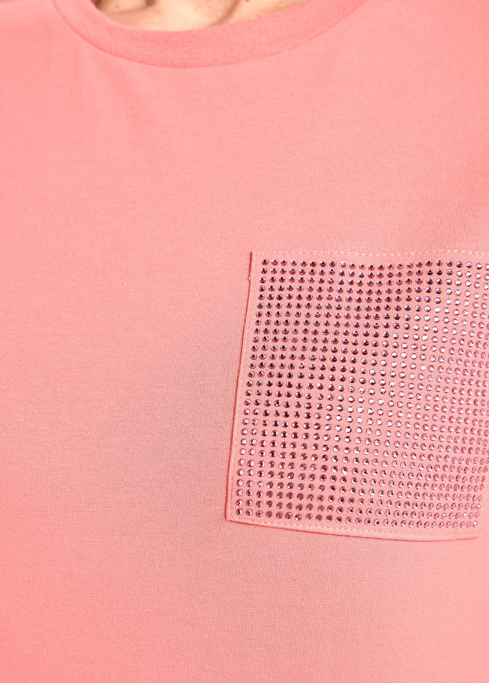 T-shirt boîte manches courtes strass Femme Rose CODAL DE1