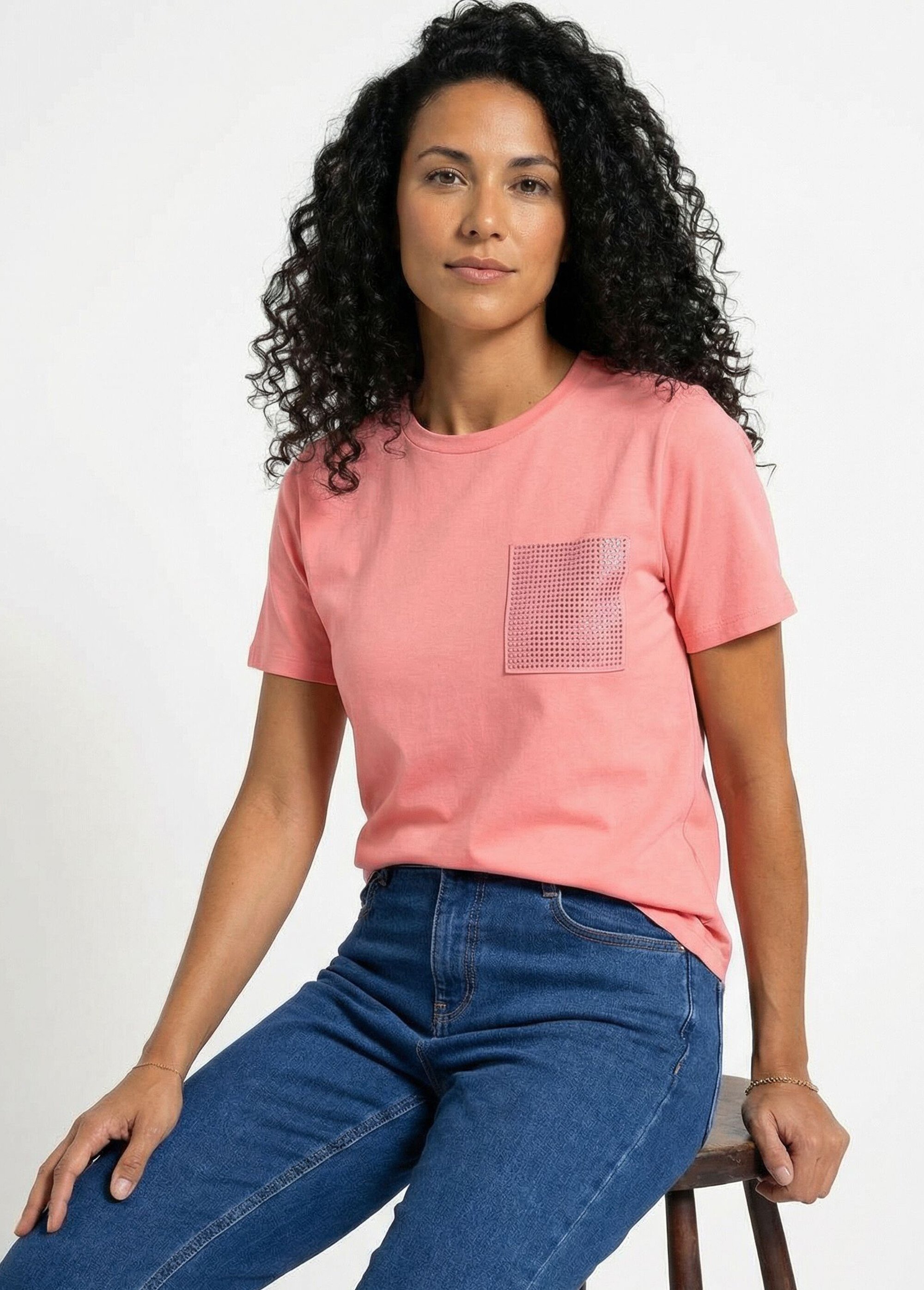 T-shirt boîte manches courtes strass