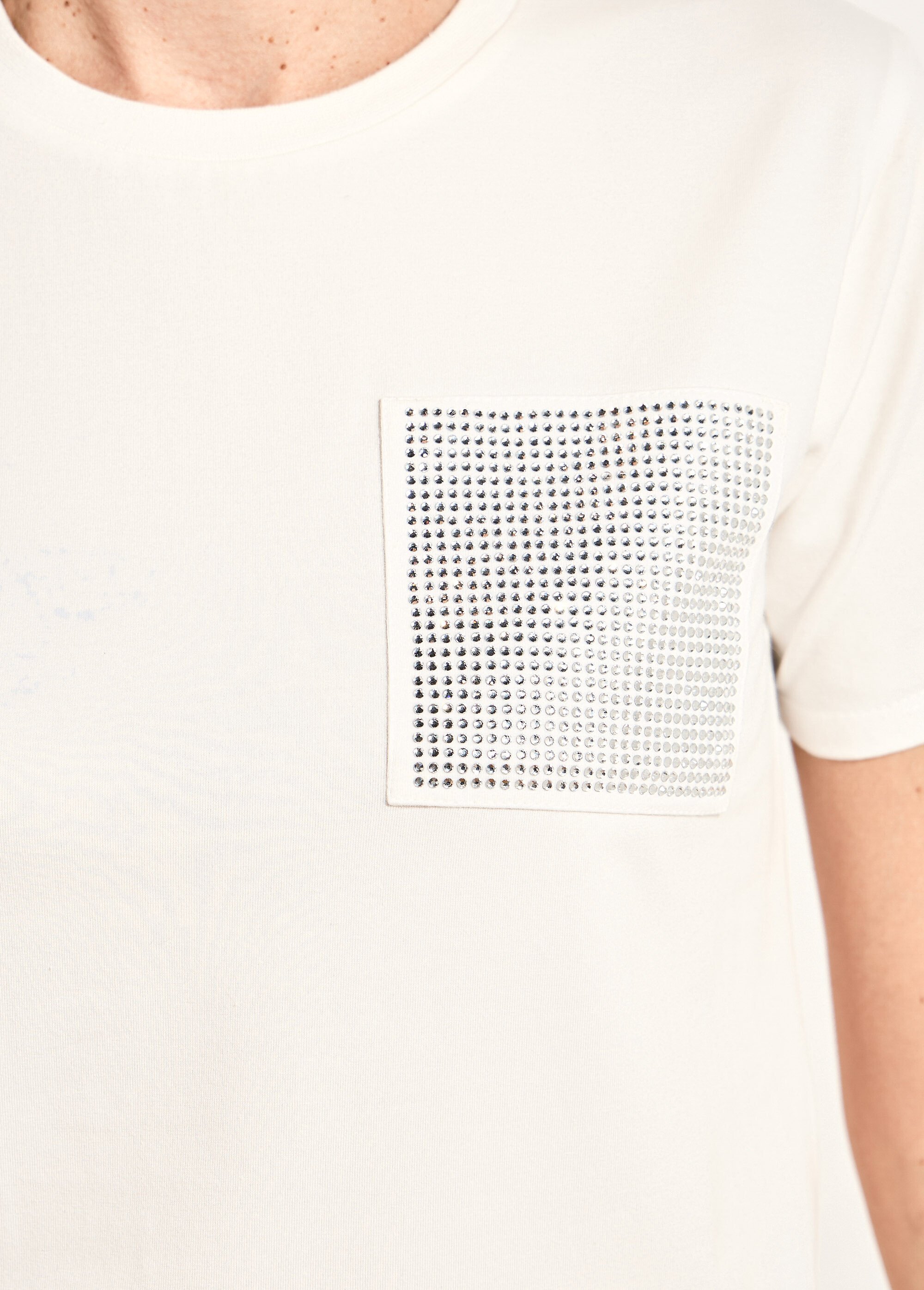 T-shirt boîte manches courtes strass Femme Blanc CODAL DE1