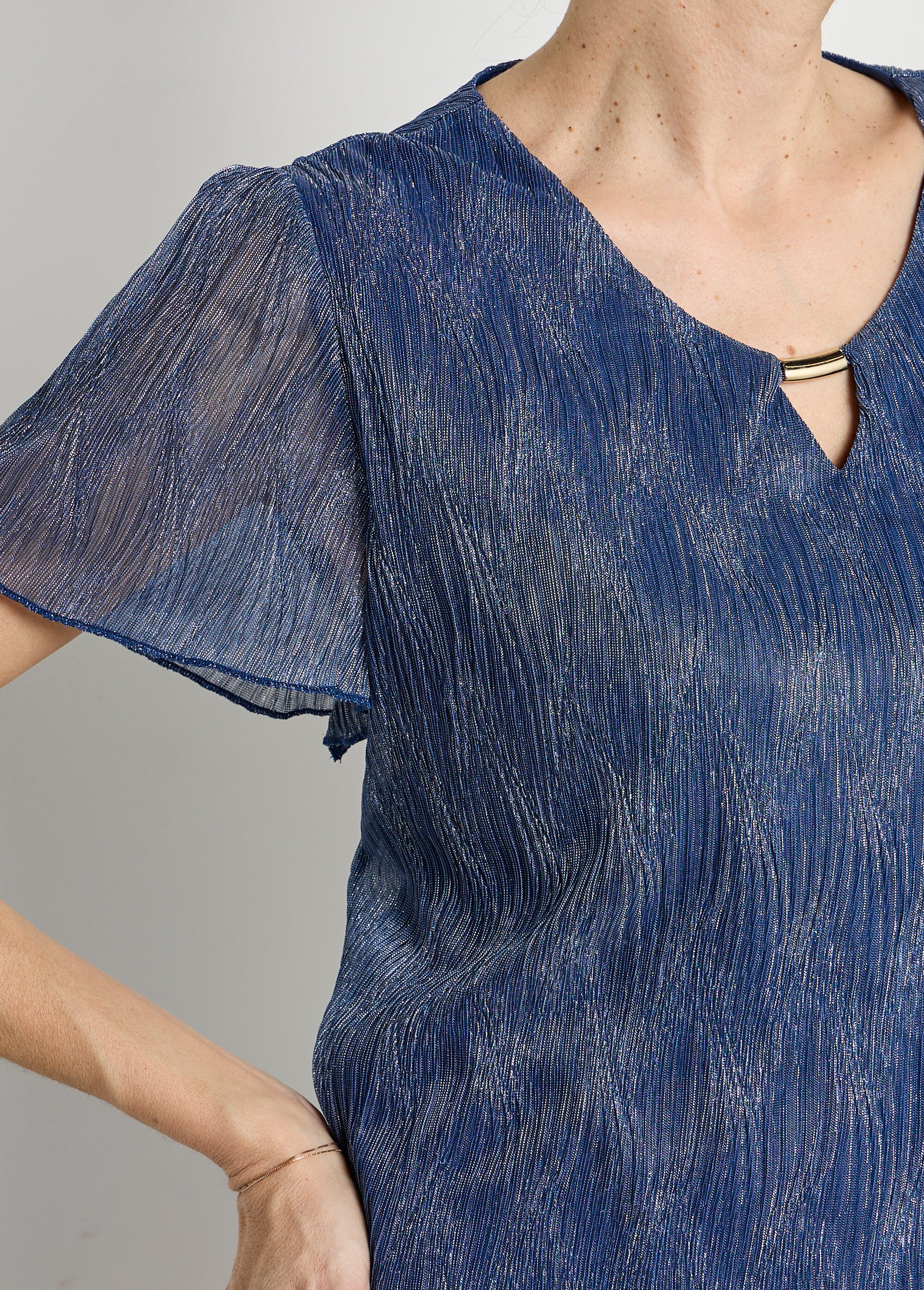 T-shirt court voile irisé Femme Bleu COVENTA DE1