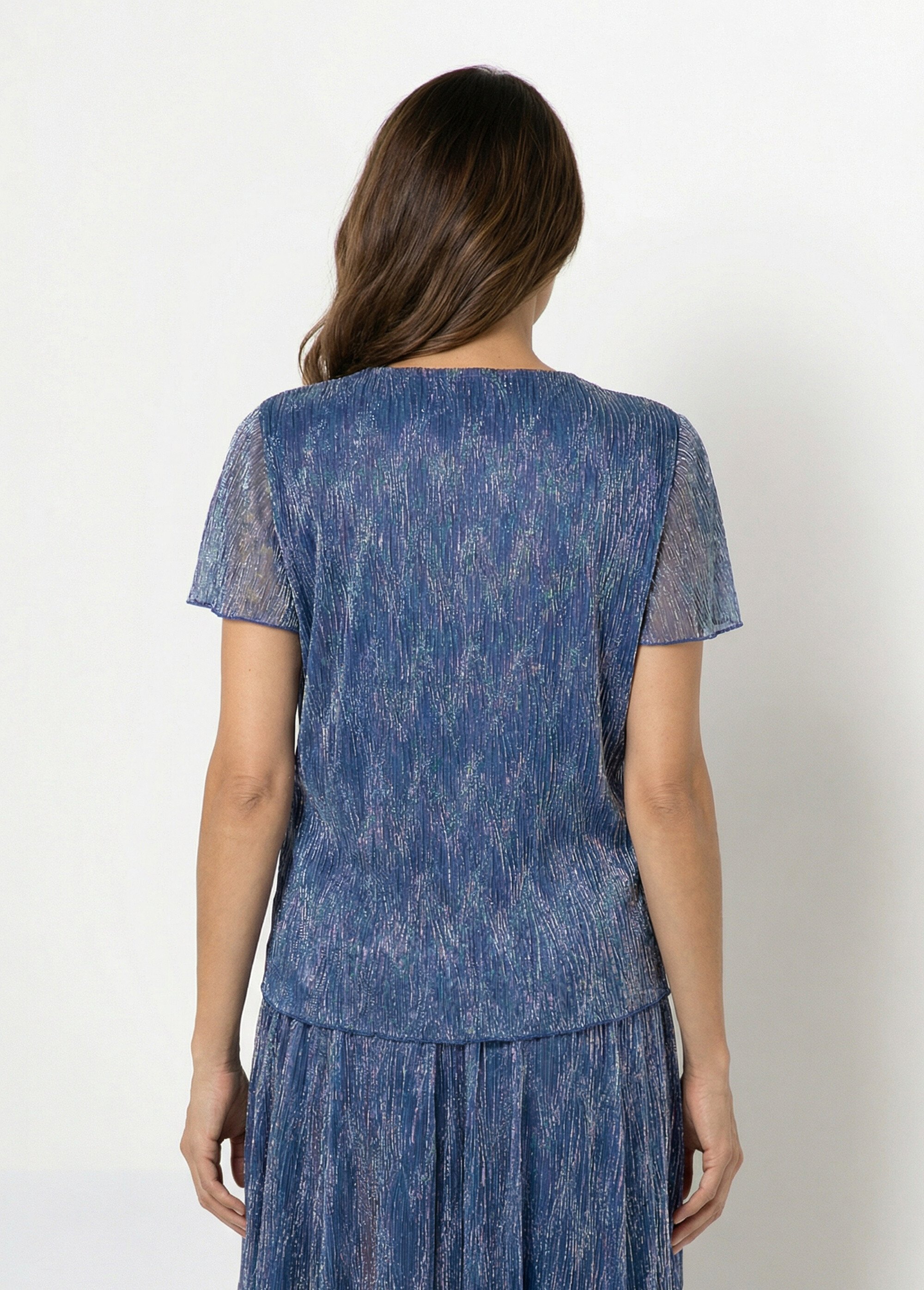 T-shirt court voile irisé Femme Bleu COVENTA DO1