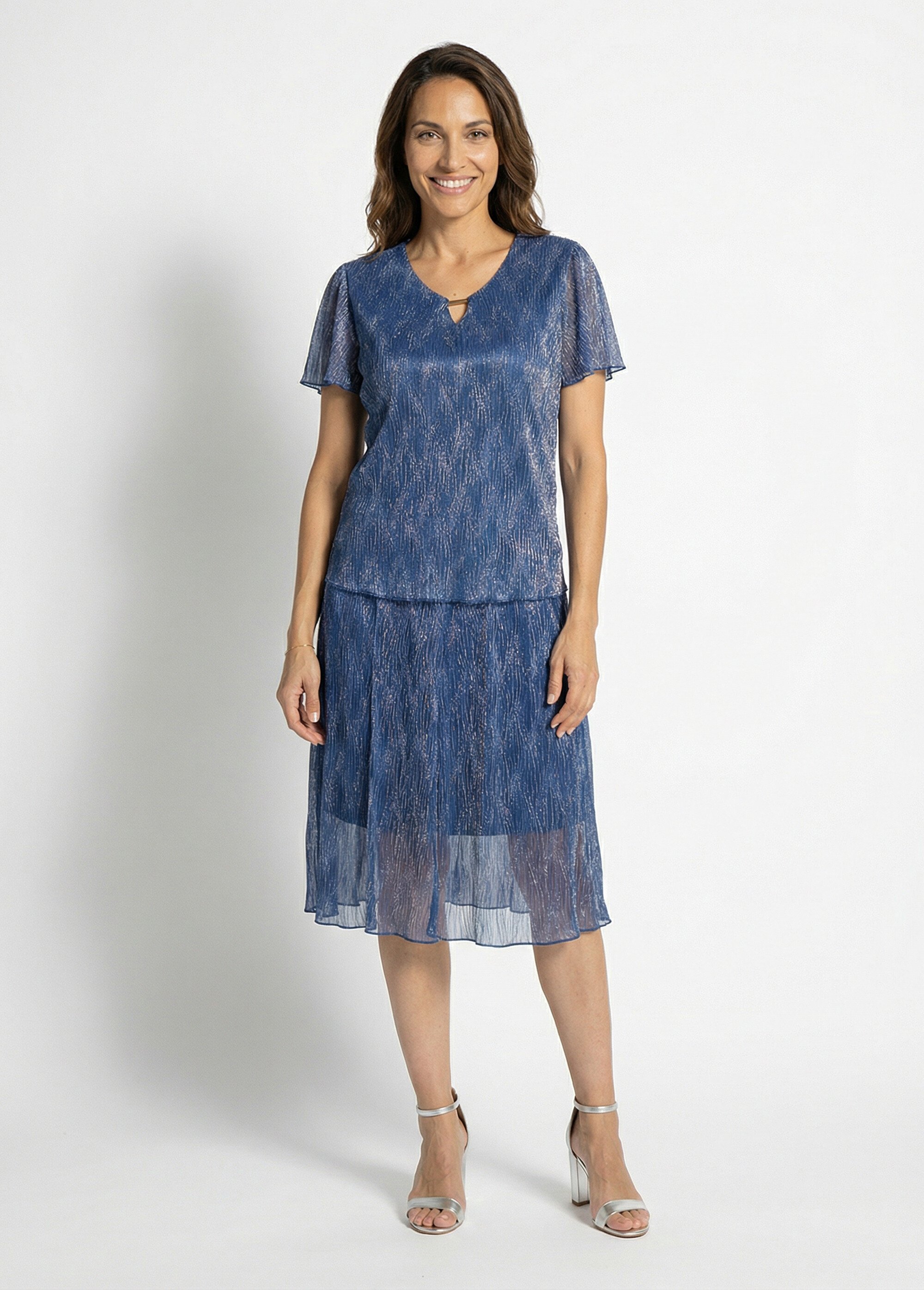 T-shirt court voile irisé Femme Bleu COVENTA SF1