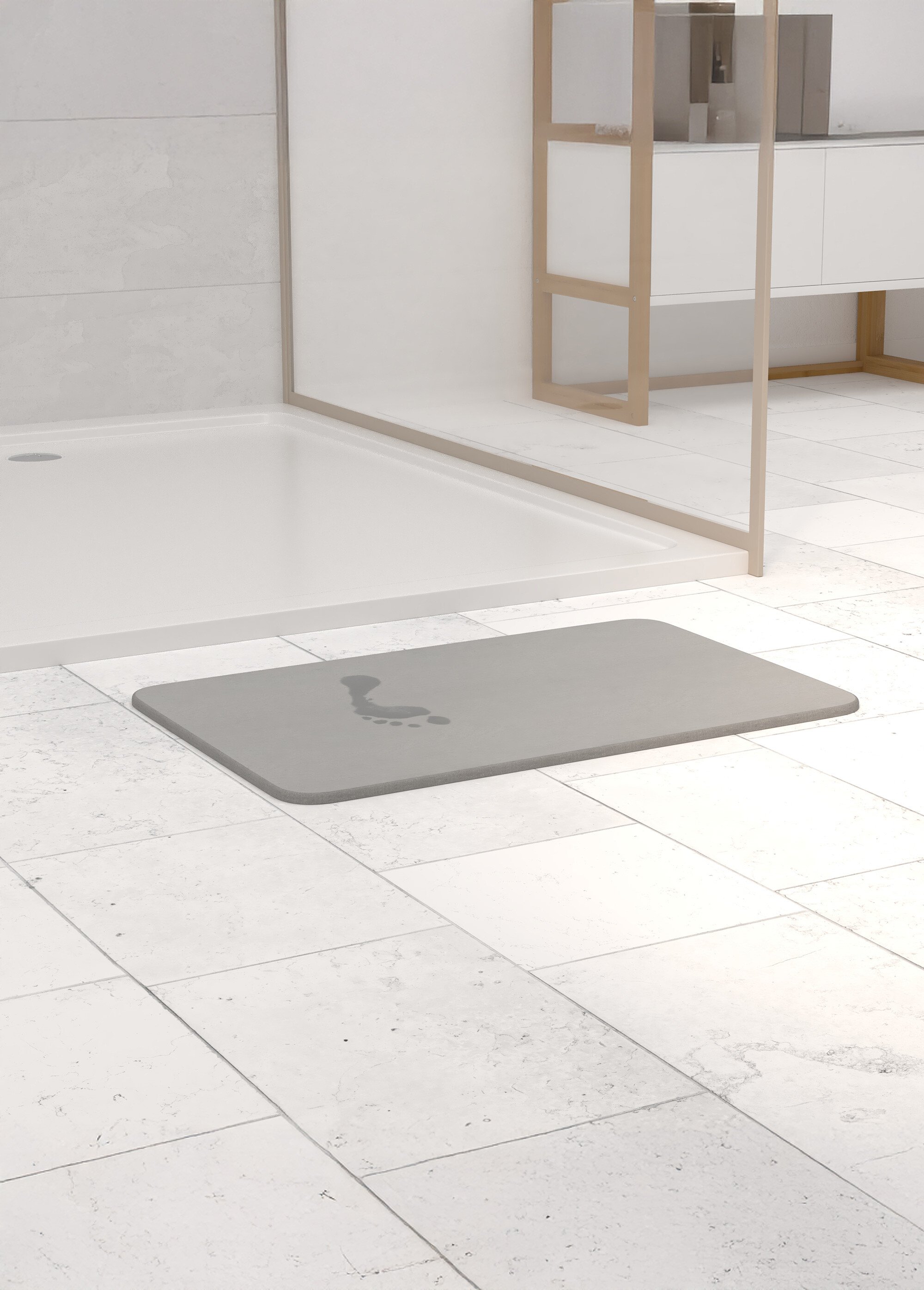 Tapis de bain absorbant en diatomite Gris JJA-160928A SI1